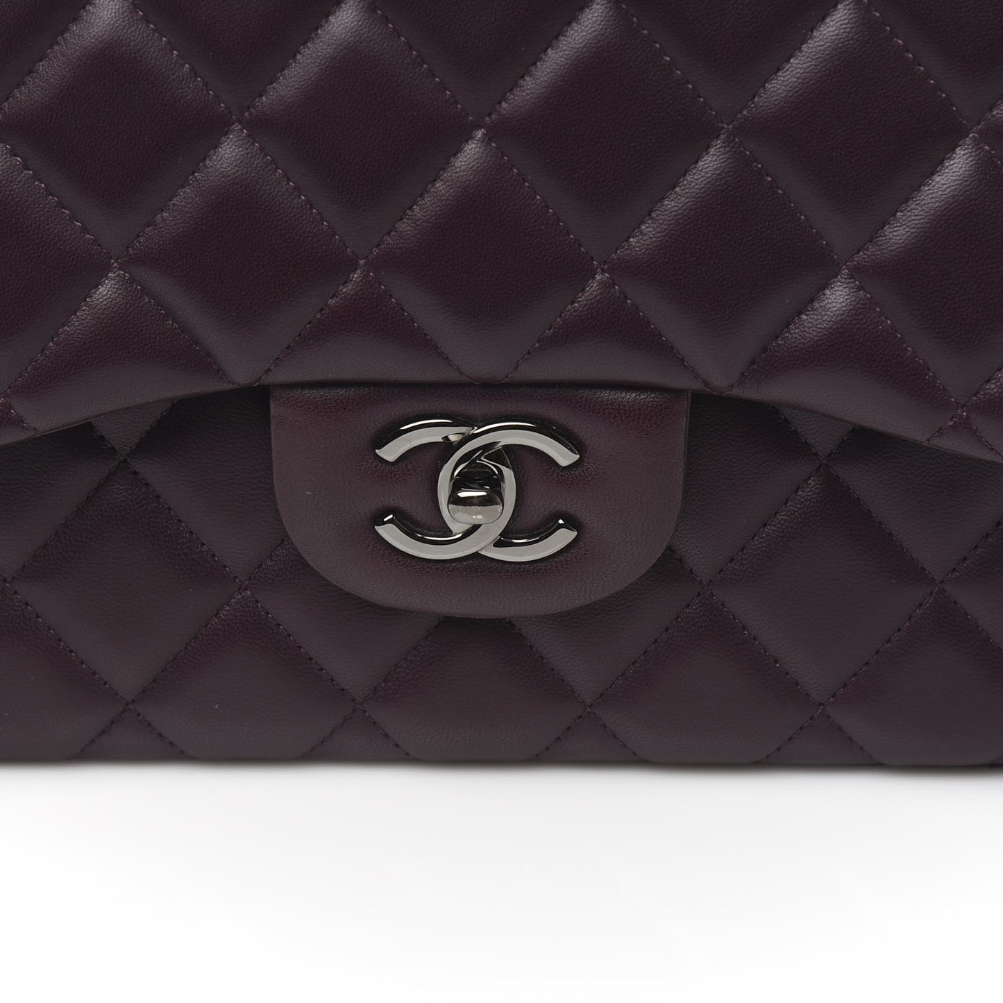Lambskin Quilted Jumbo Double Flap Purple