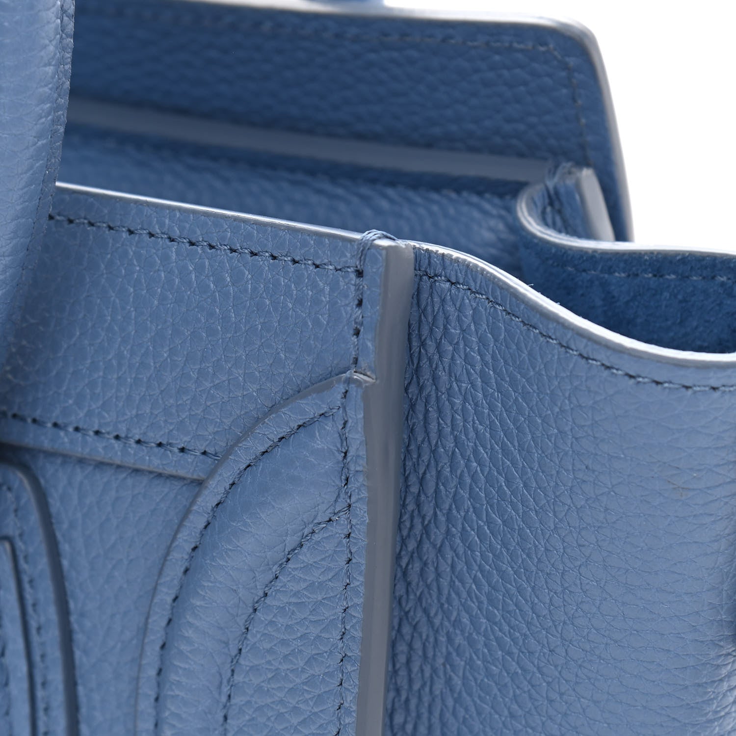 Celine Drummed Calfskin Nano Luggage Blue 12 of 13