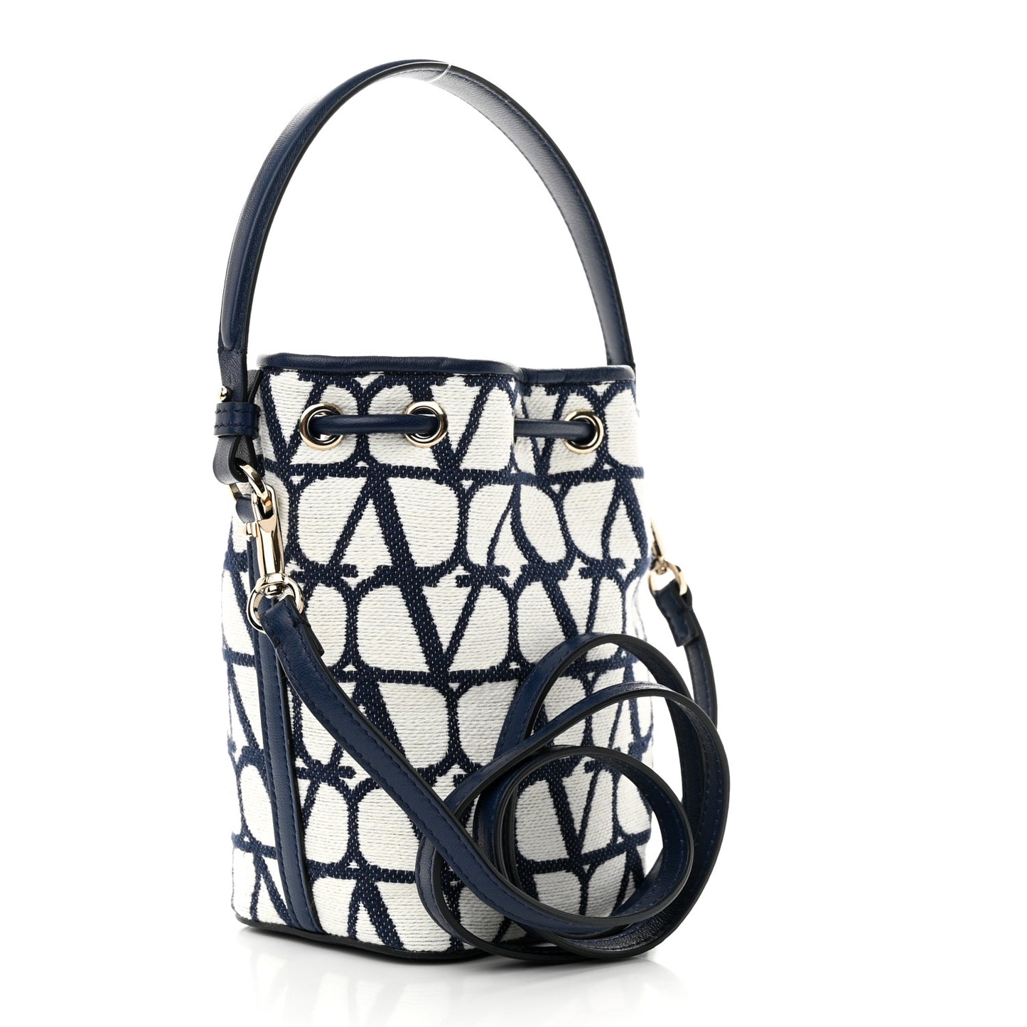 Toile Iconographe Nappa Mini Vlogo Signature Bucket Bag White Worker
