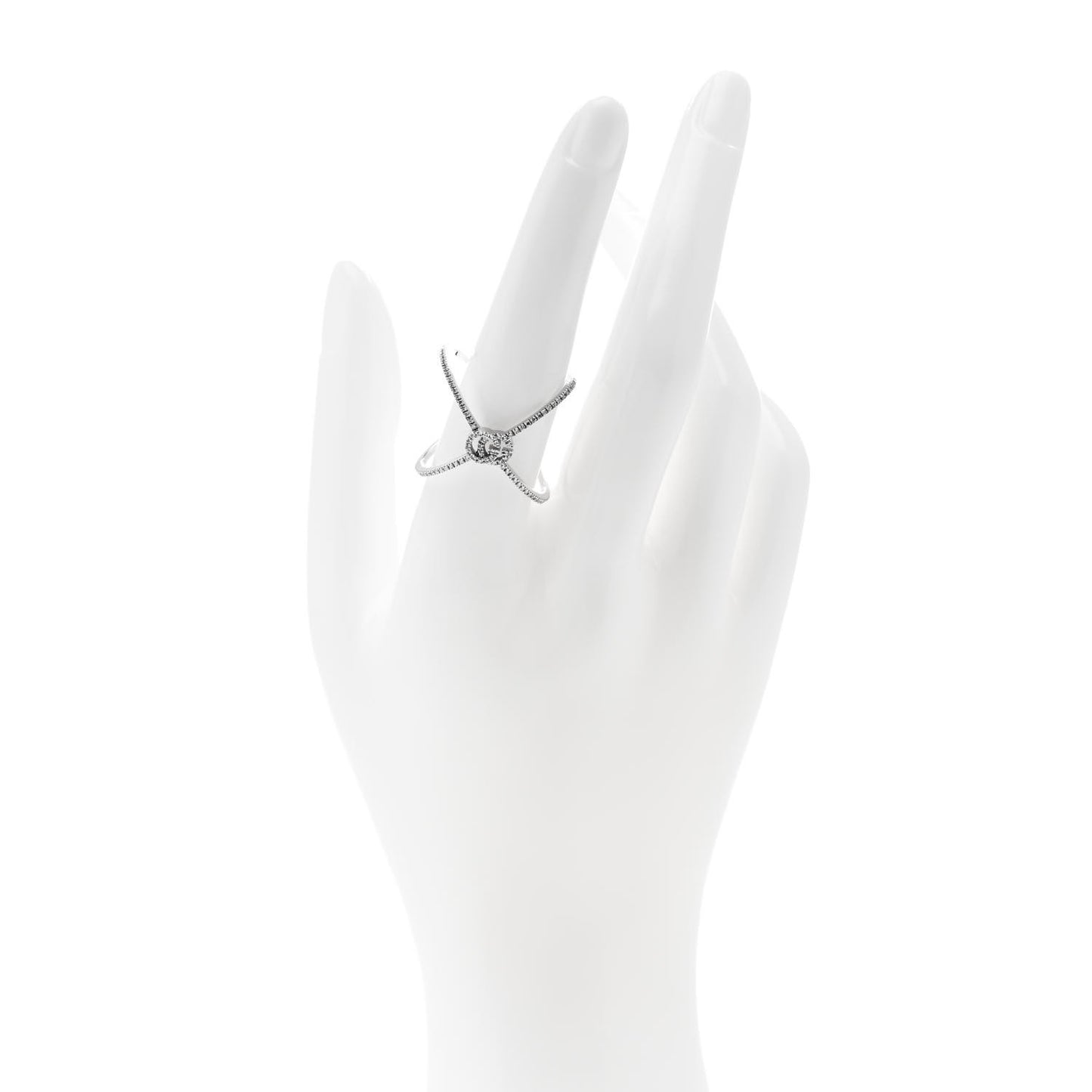 18K White Gold Diamond Running G Cross Ring 58 8.25