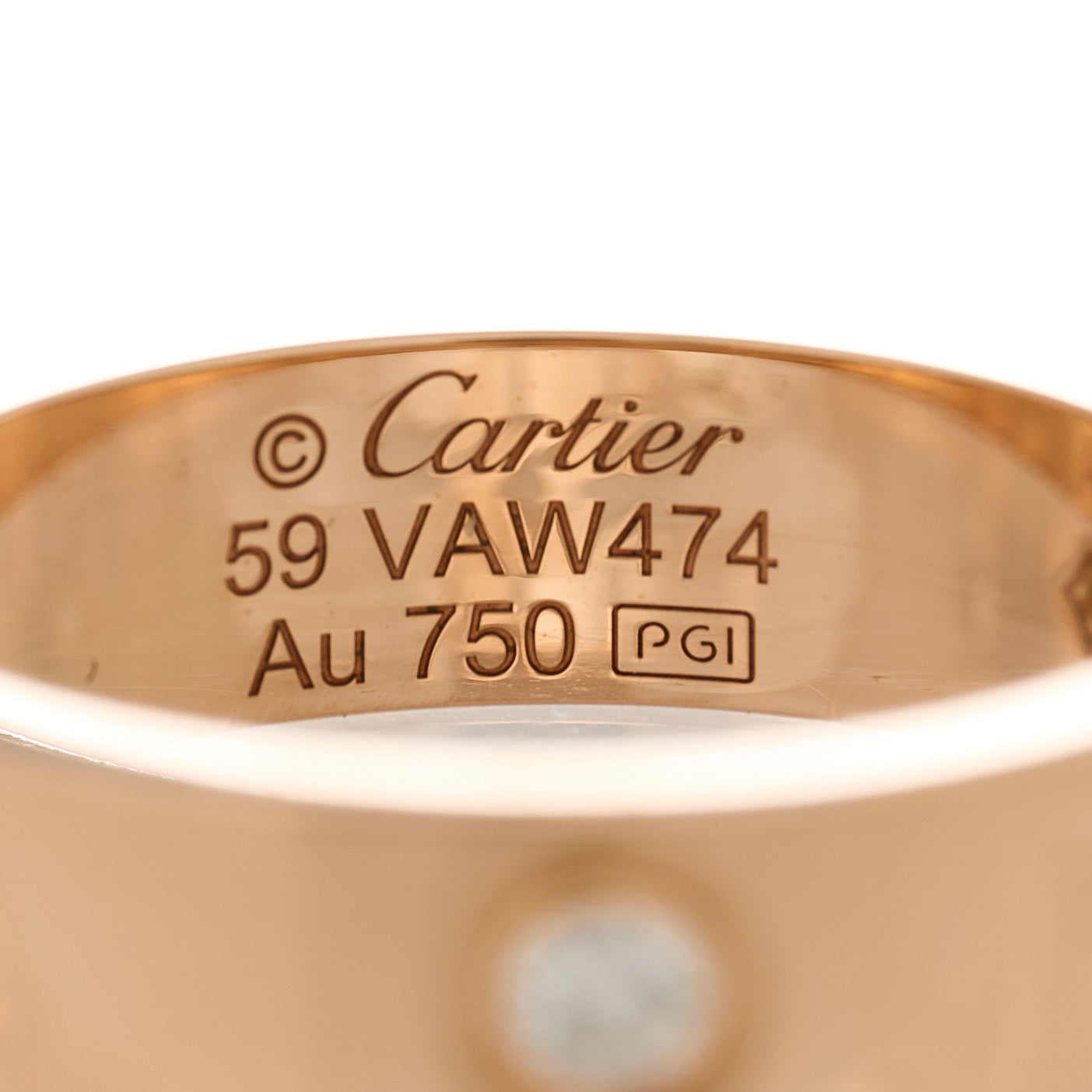 18K Pink Gold 3 Diamond 5.5mm LOVE Ring 59 8.75