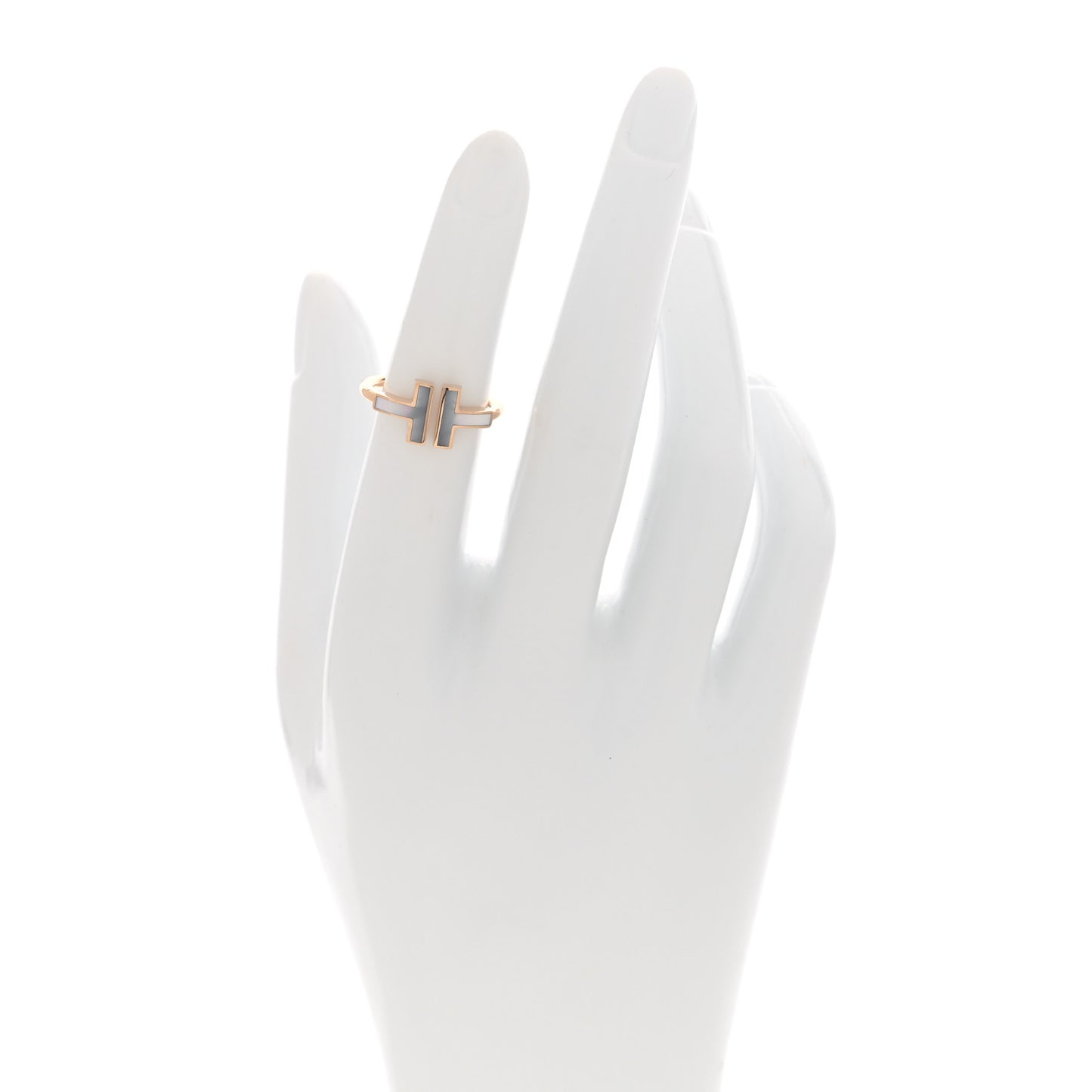 18K Rose Gold Mother of Pearl T Wire Ring 49 5