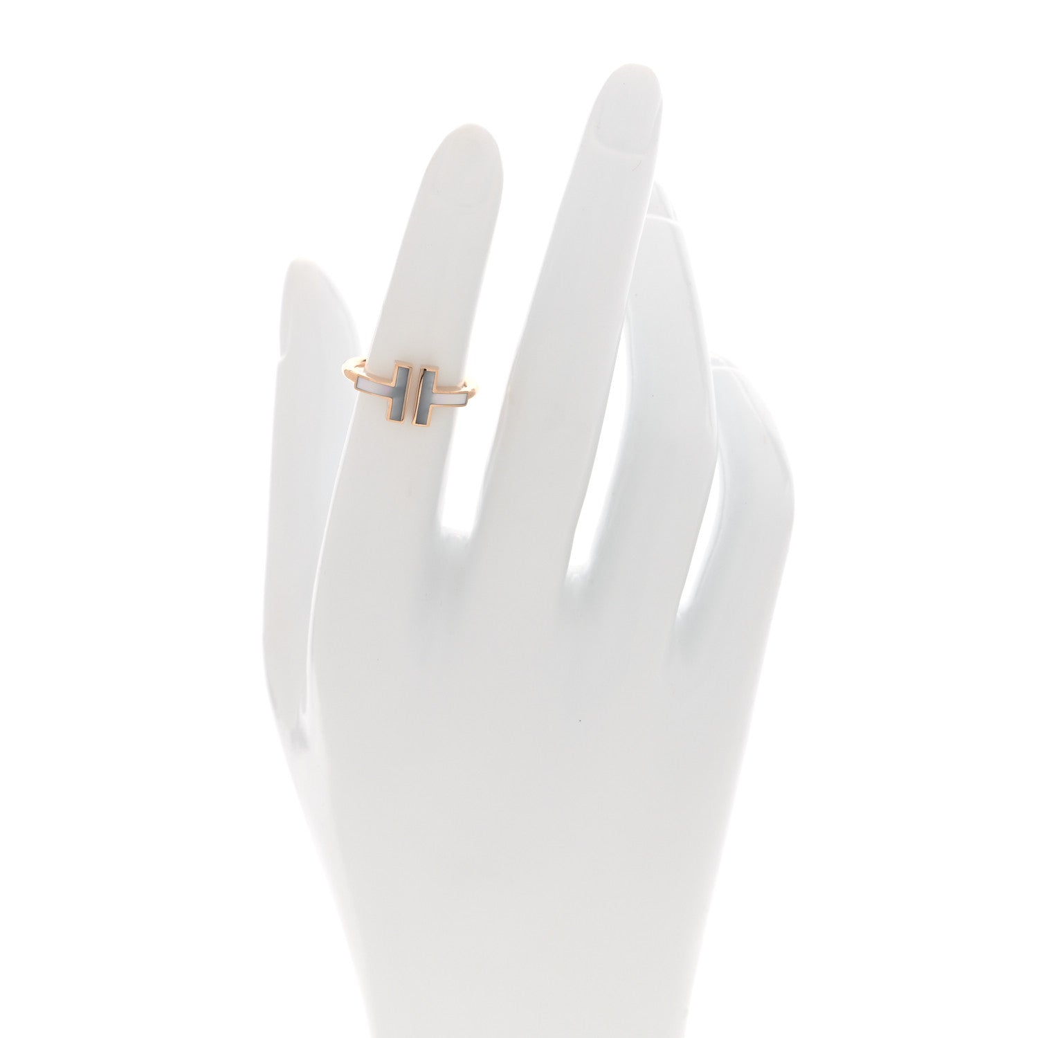 Tiffany 18K Rose Gold Mother of Pearl T Wire Ring 49 5 2 of 5