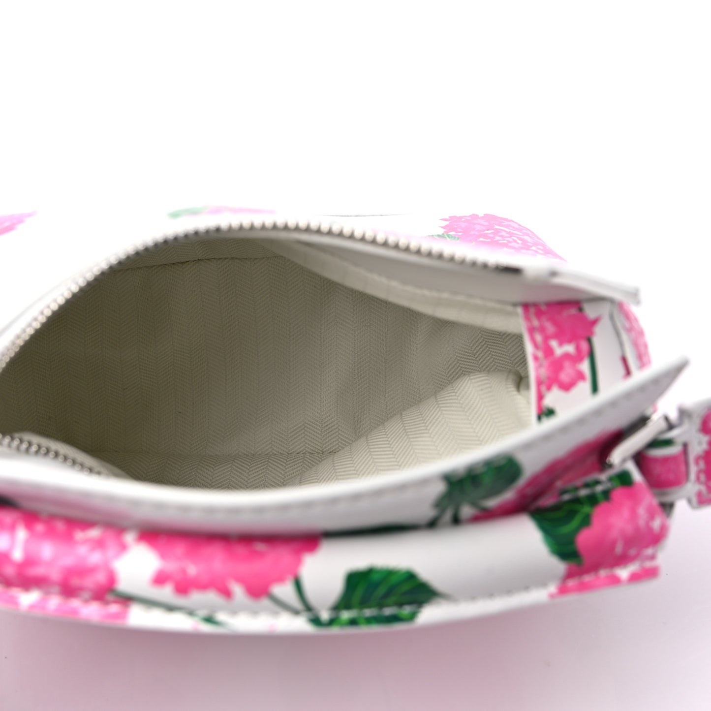 Satin Calfskin Flower Print Mini Puzzle Edge Bag White Multicolor