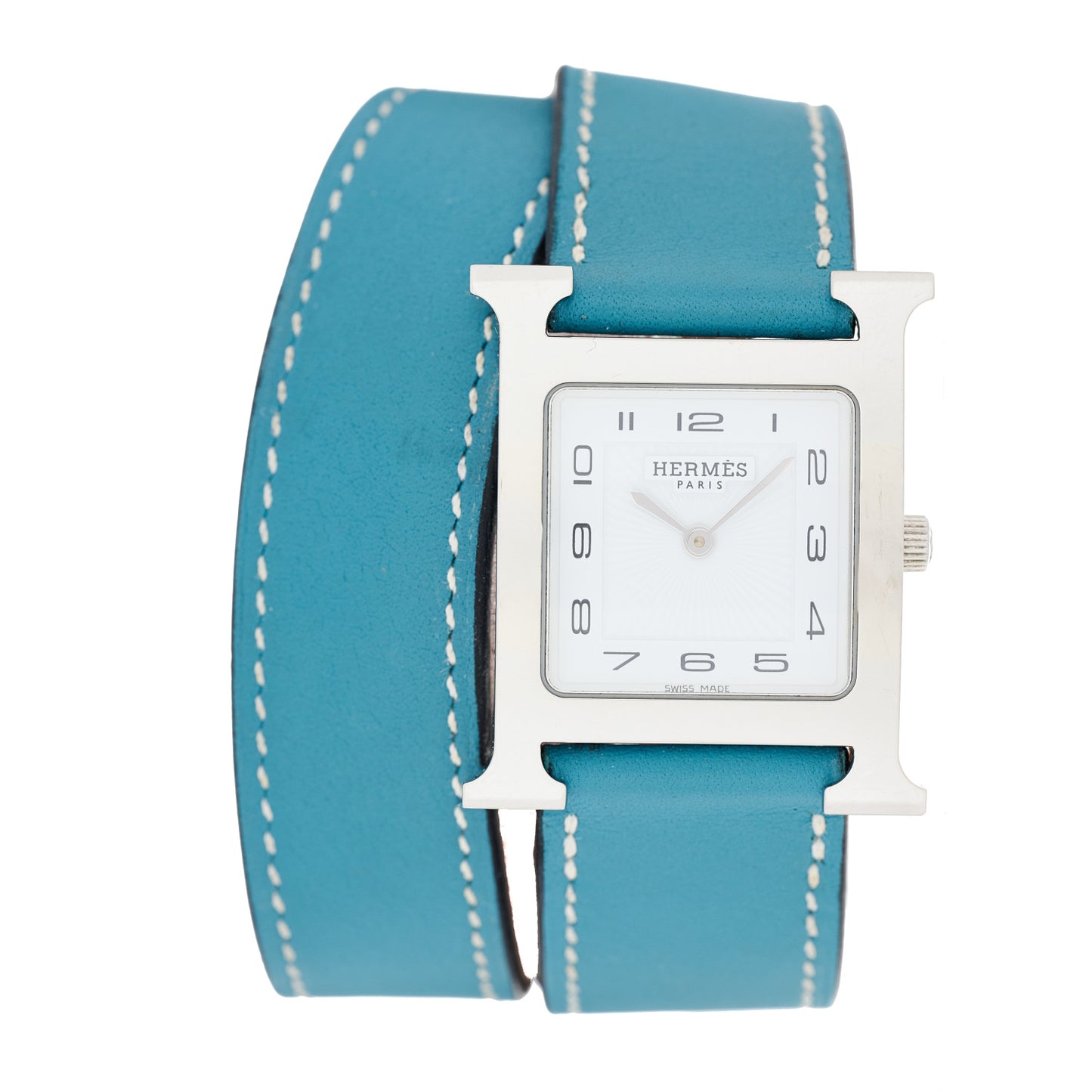 Stainless Steel Swift 26mm Heure H Hour Double Tour Quartz Watch Blue Jean