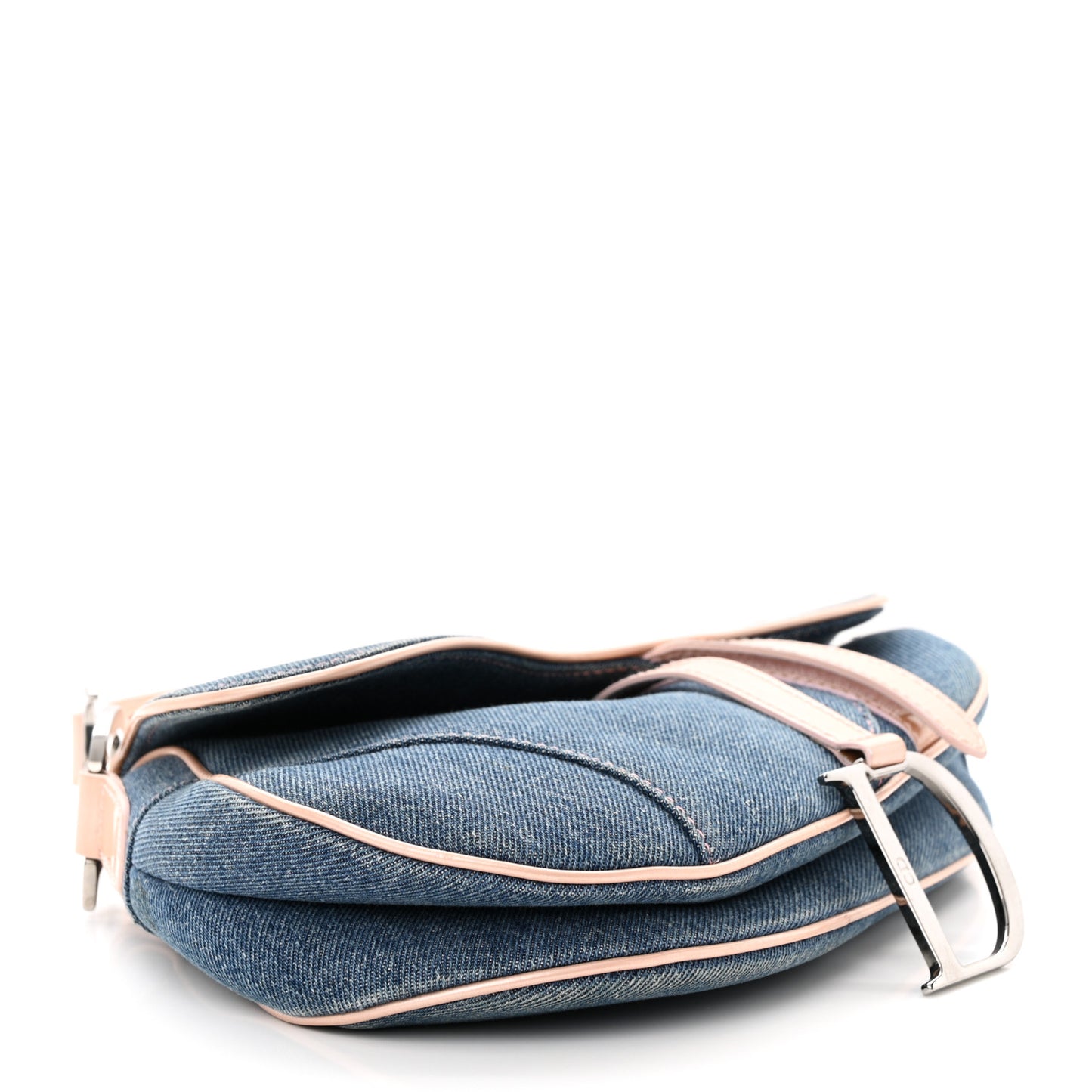 Patent Denim Jeans Saddle Bag Blue Pink