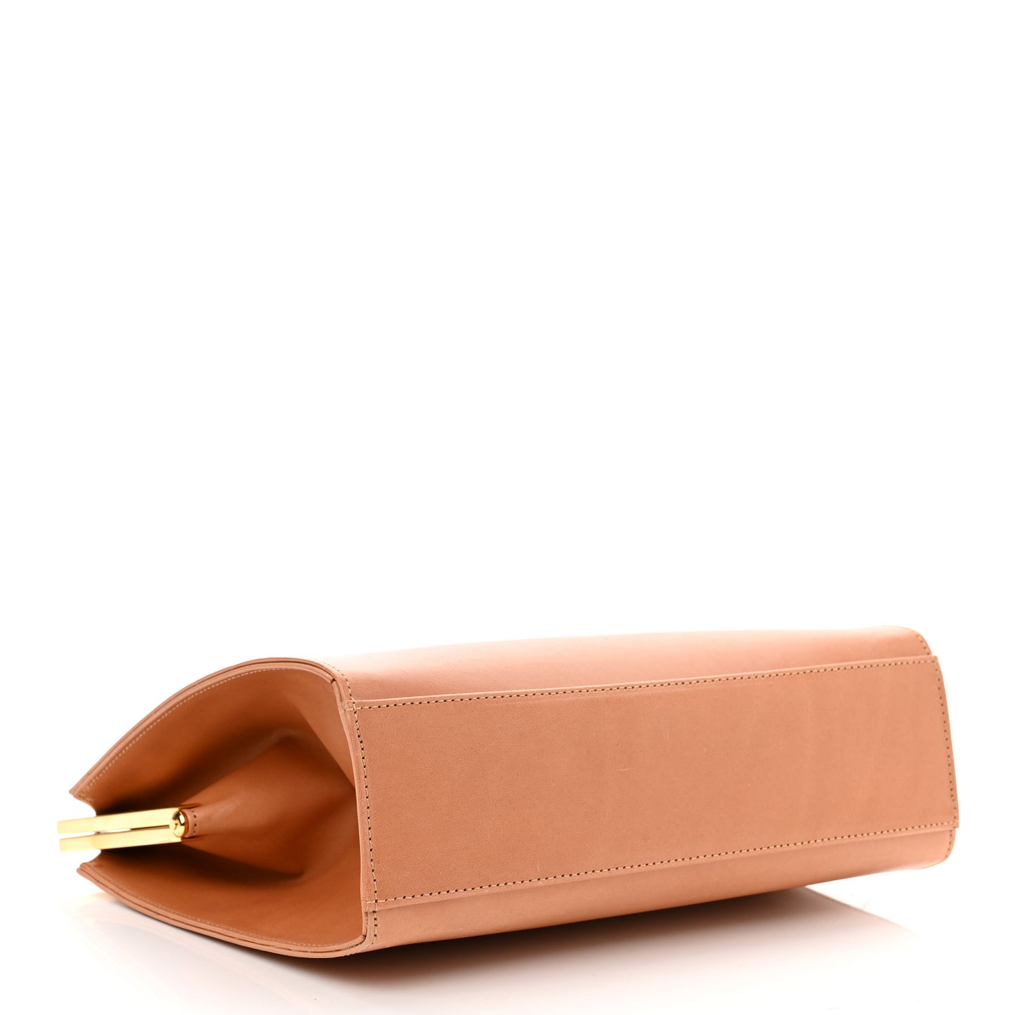 Vegetable Tanned Calfskin Elegant Top Handle Bag Cammello