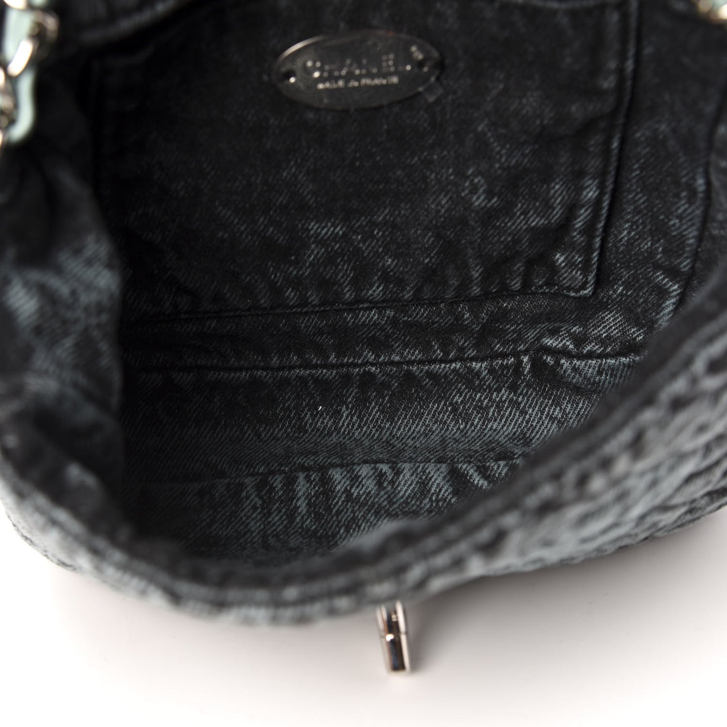 Washed Denim Quilted Small Denimpression Flap Blue Black