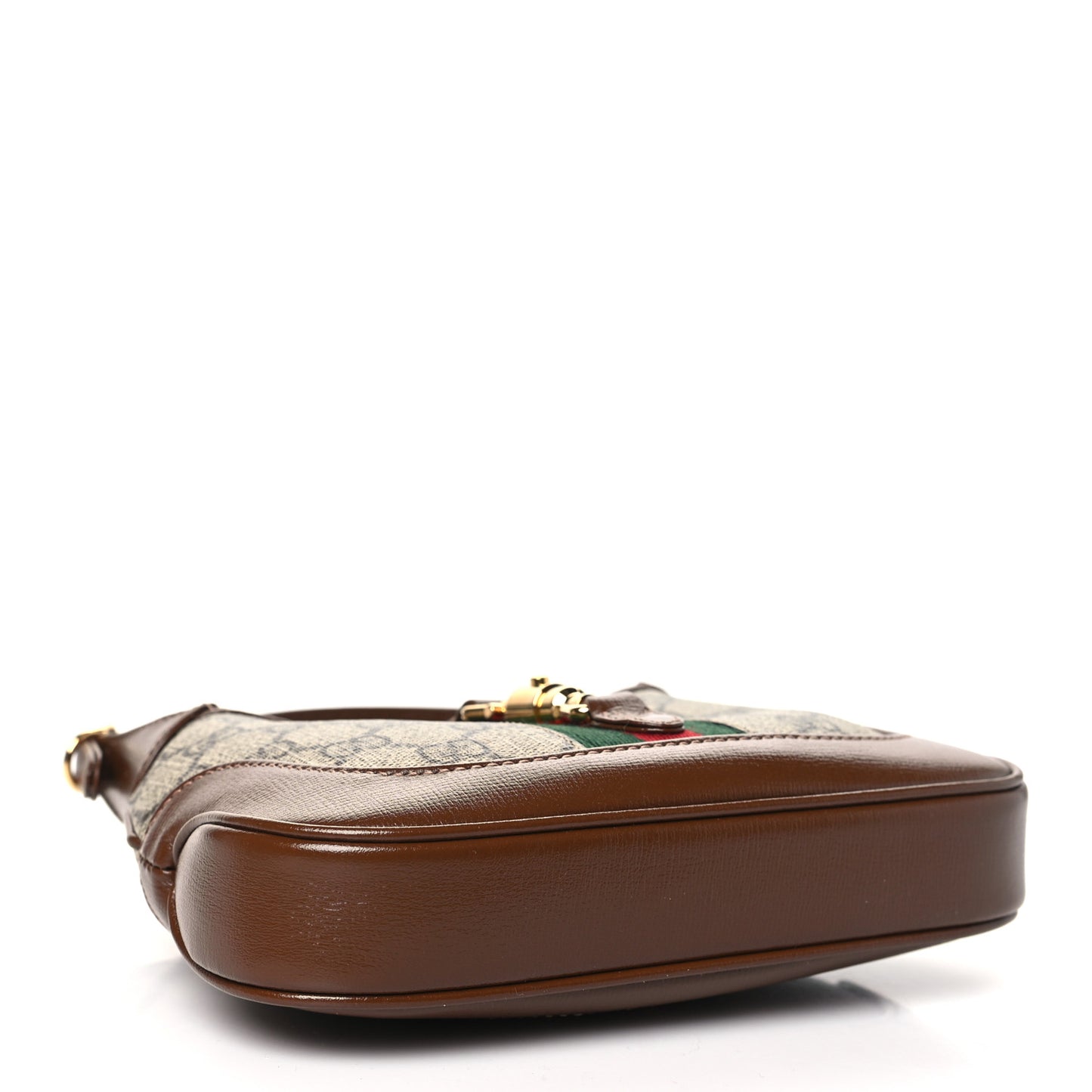 GG Supreme Monogram Azalea Calfskin Web Mini Jackie 1961 Hobo Beige Ebony Brown Sugar