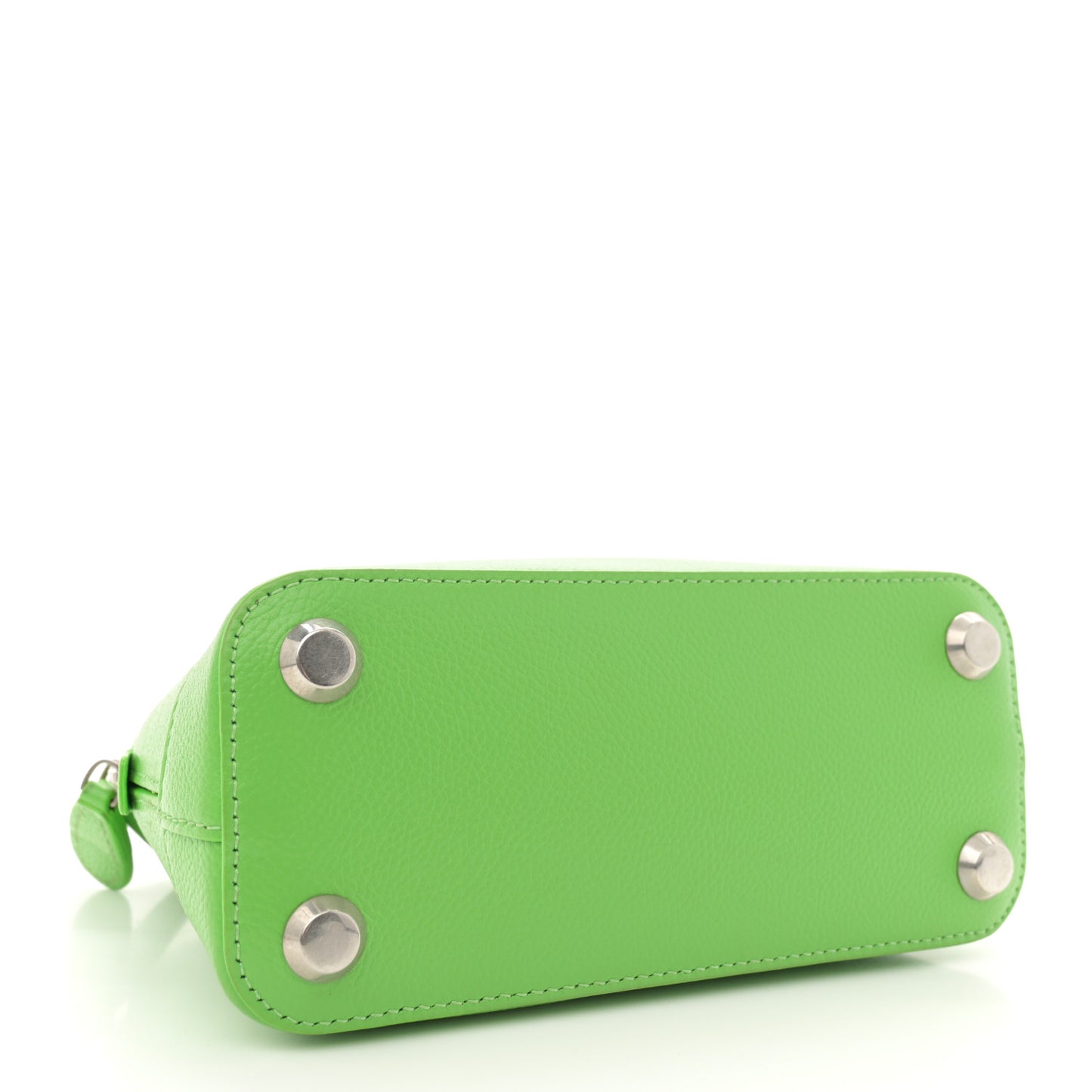 Grained Calfskin Logo XXS Ville Top Handle Bag Light Green Fuchsia