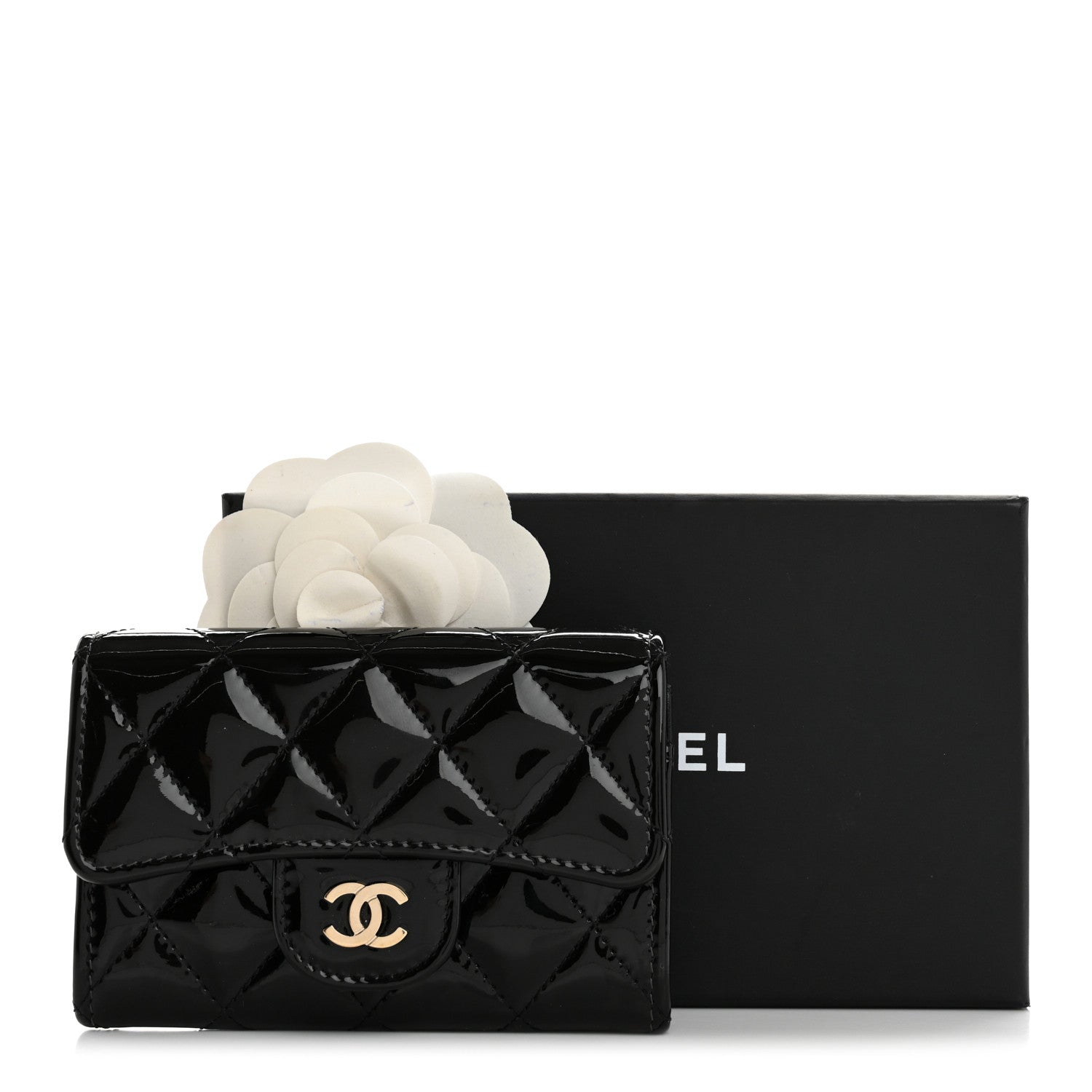 Chanel Patent Quilted Flap Card Holder Wallet Black 10 of 10