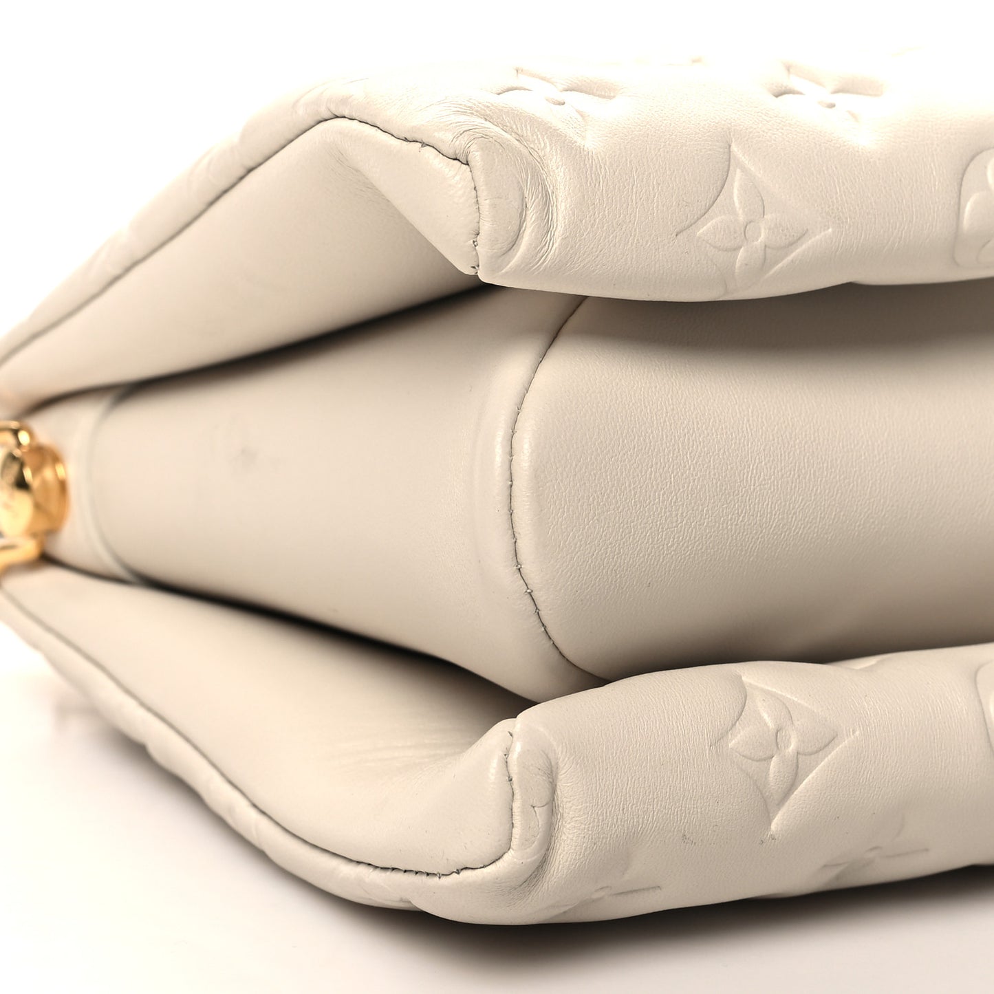 Lambskin Embossed Monogram Coussin PM Beige Cream