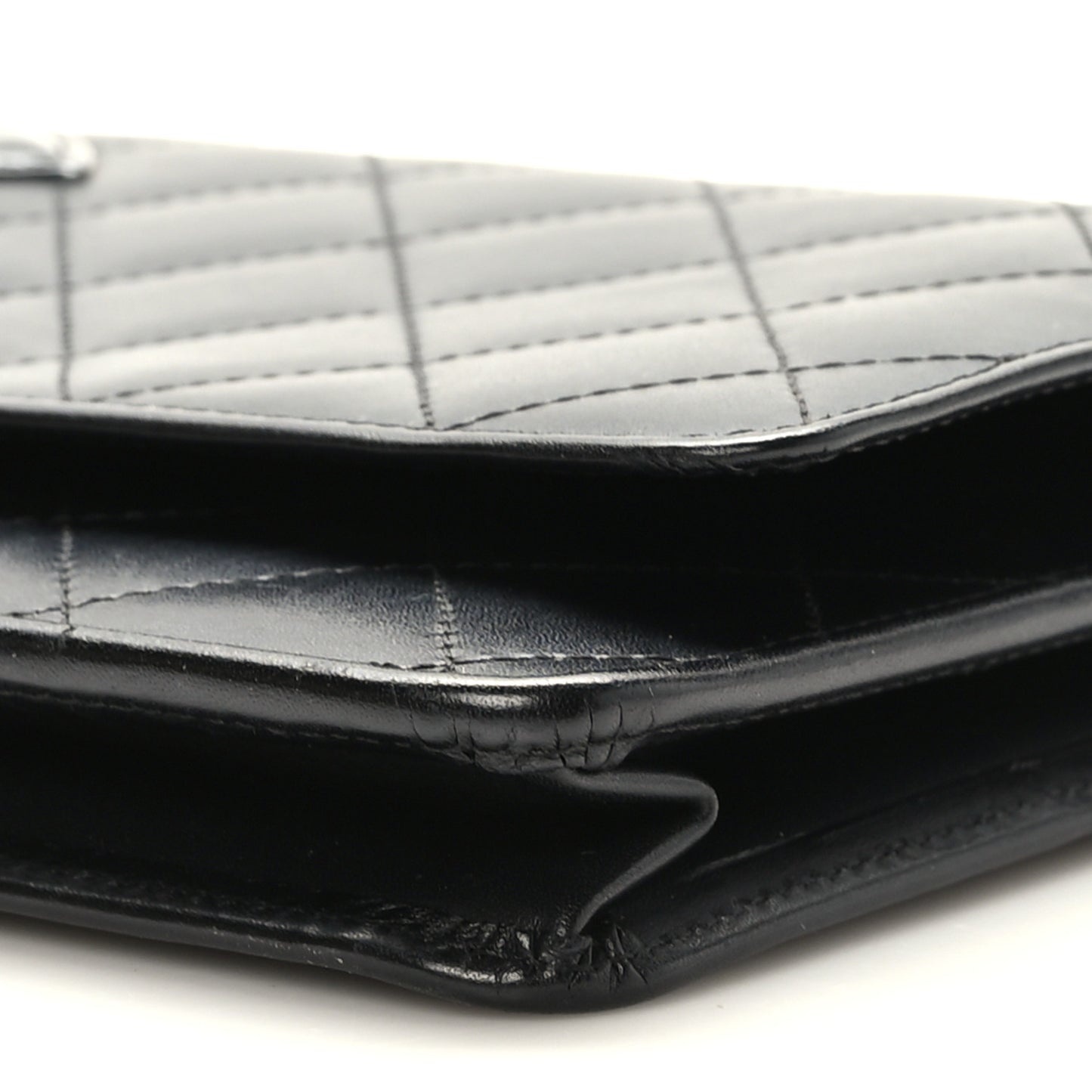 Calfskin Quilted Cambon Wallet on Chain WOC Black
