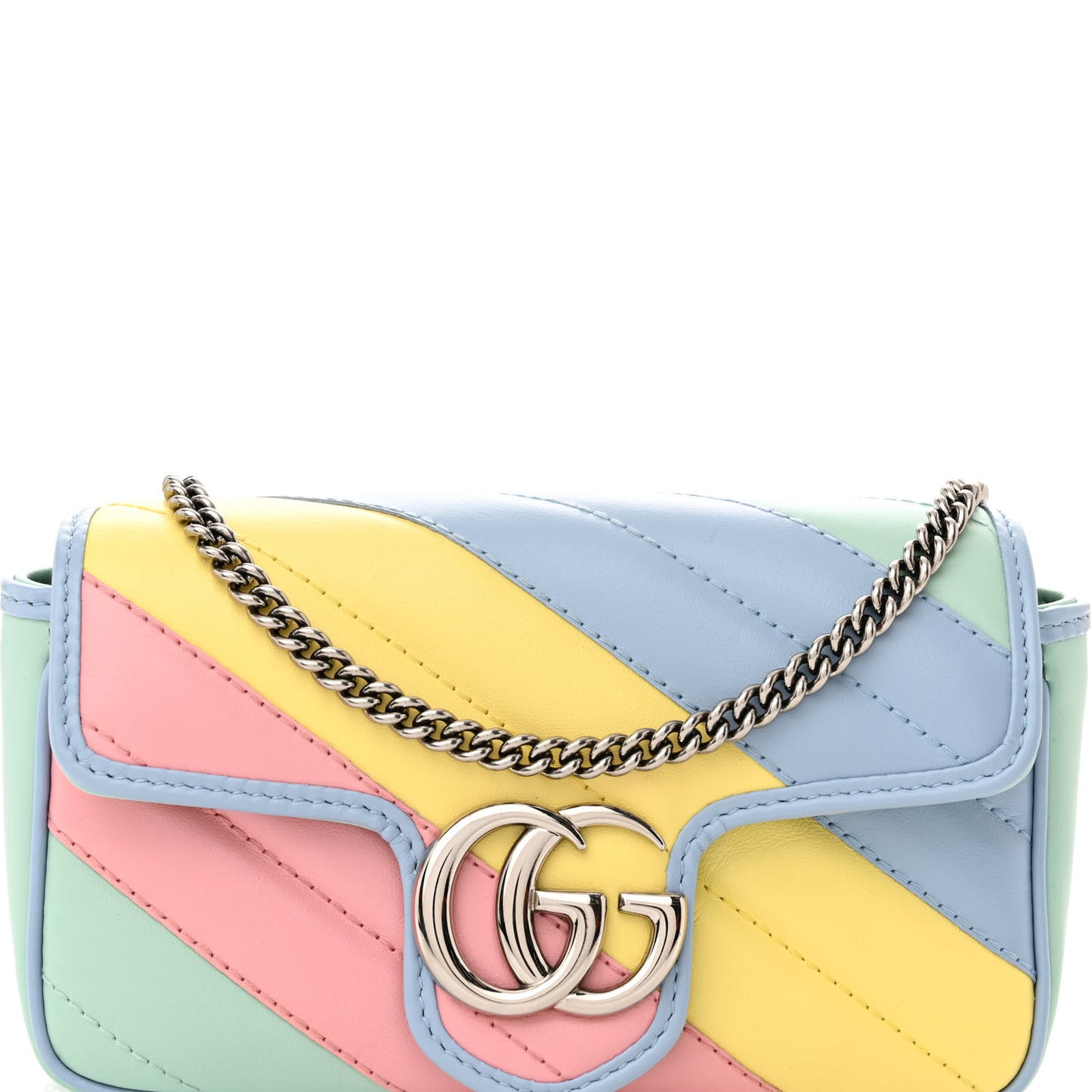 Calfskin Matelasse Diagonal Super Mini GG Marmont Shoulder Bag Multicolor Pastel