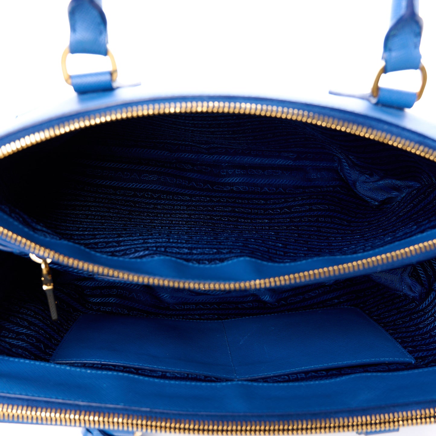Saffiano Lux Medium Galleria Double Zip Tote Azzurro