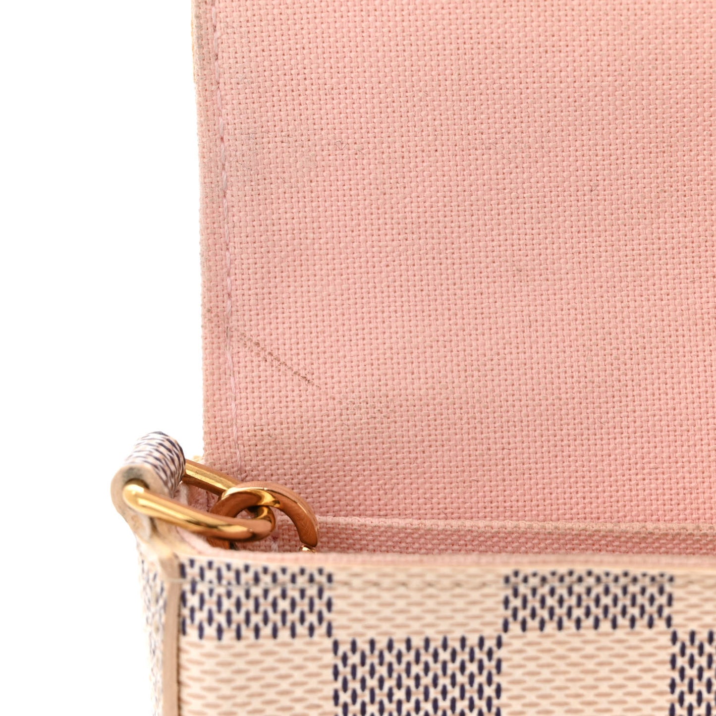 Damier Azur Pochette Felicie Chain Wallet Rose Ballerine
