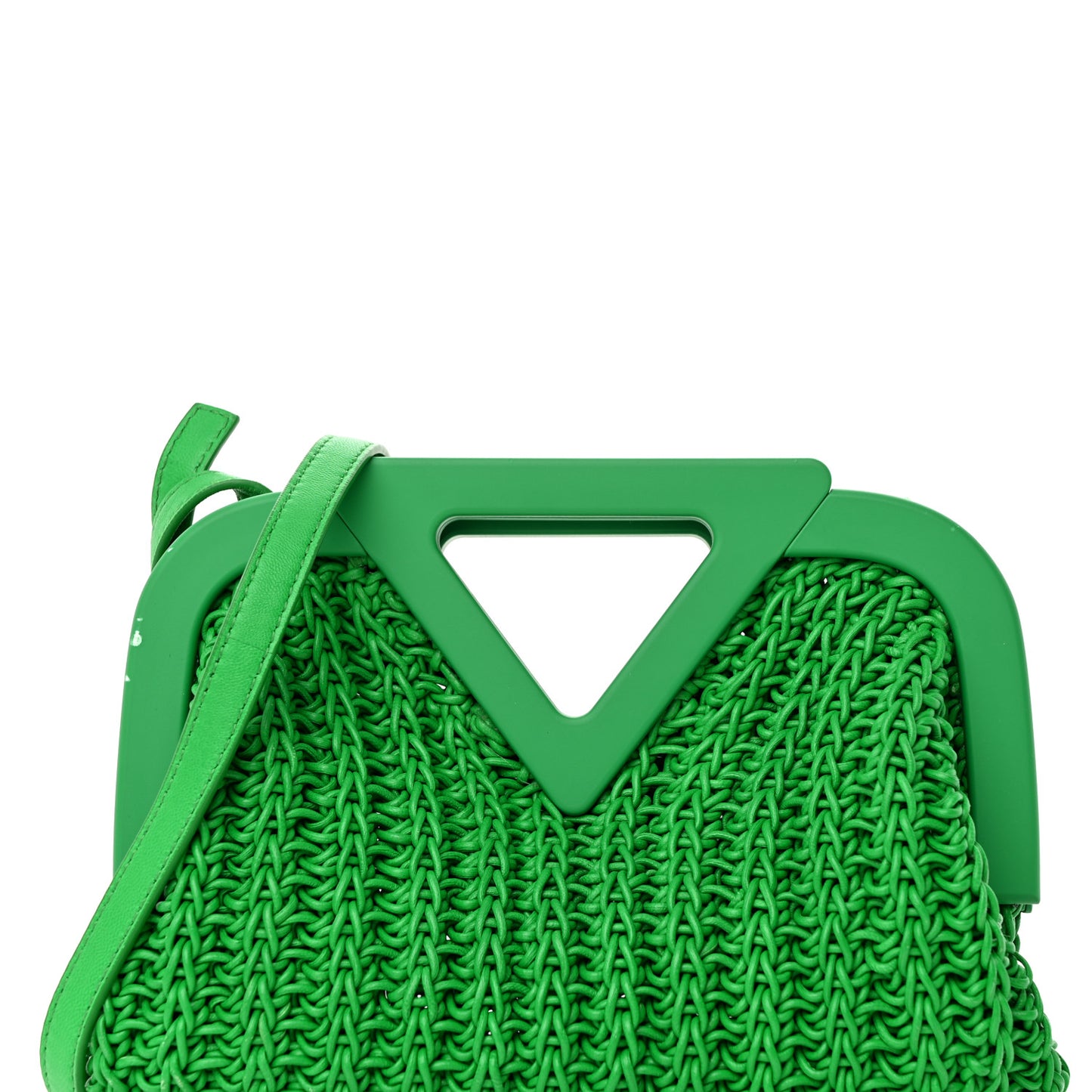 Calfskin Crochet Small The Point Triangle Bag Parakeet