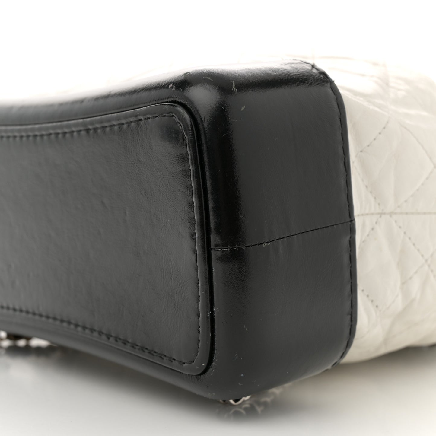 Aged Calfskin Quilted Gabrielle Backpack Black White