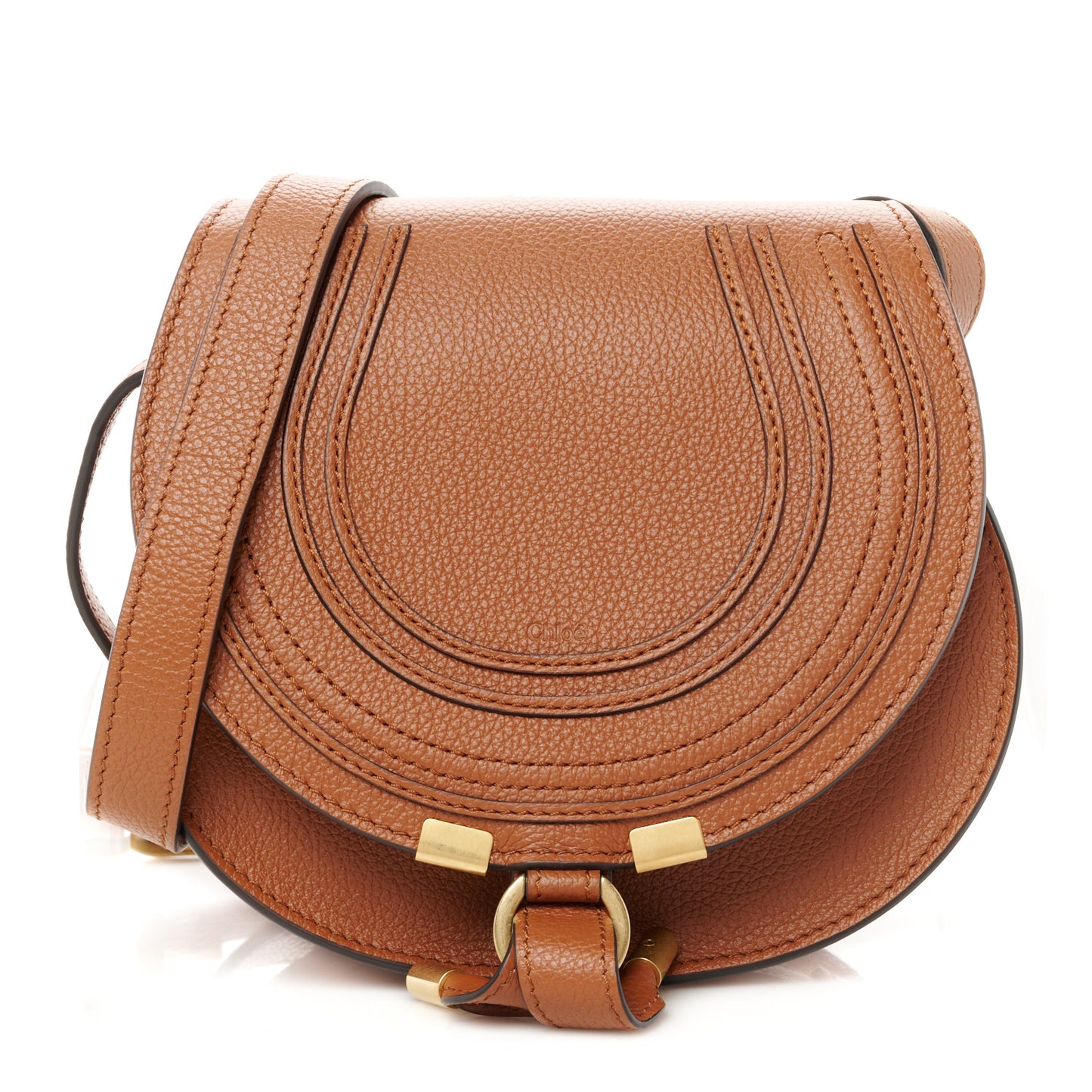 Calfskin Mini Marcie Round Crossbody Bag Tan