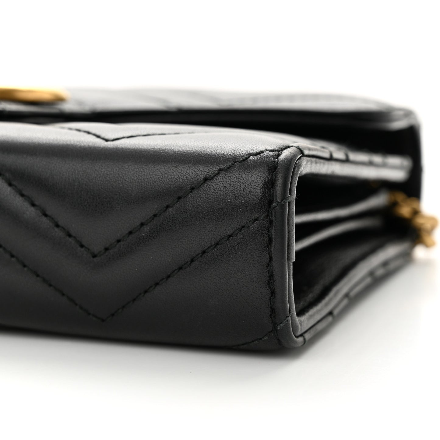 Calfskin Matelasse GG Marmont Chain Wallet Black