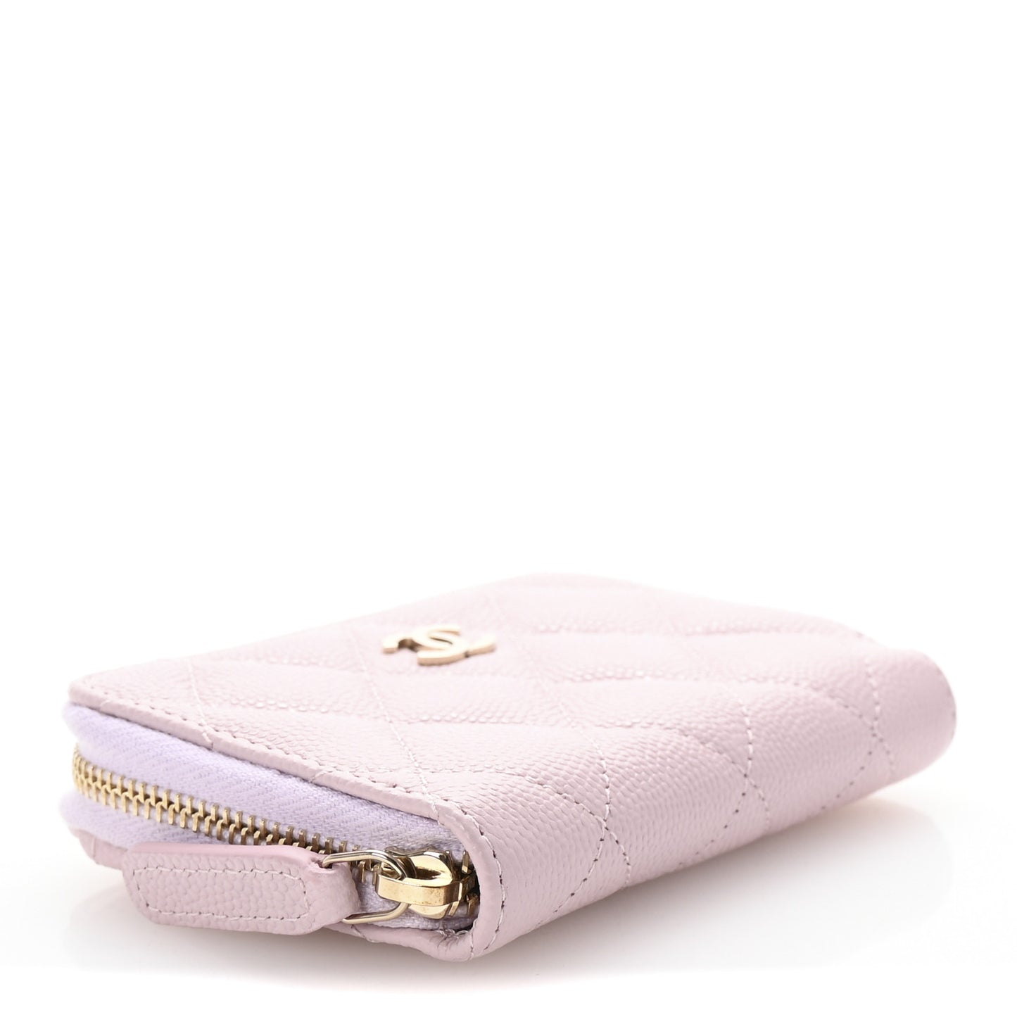Caviar Quilted Zip Coin Purse Light Pink