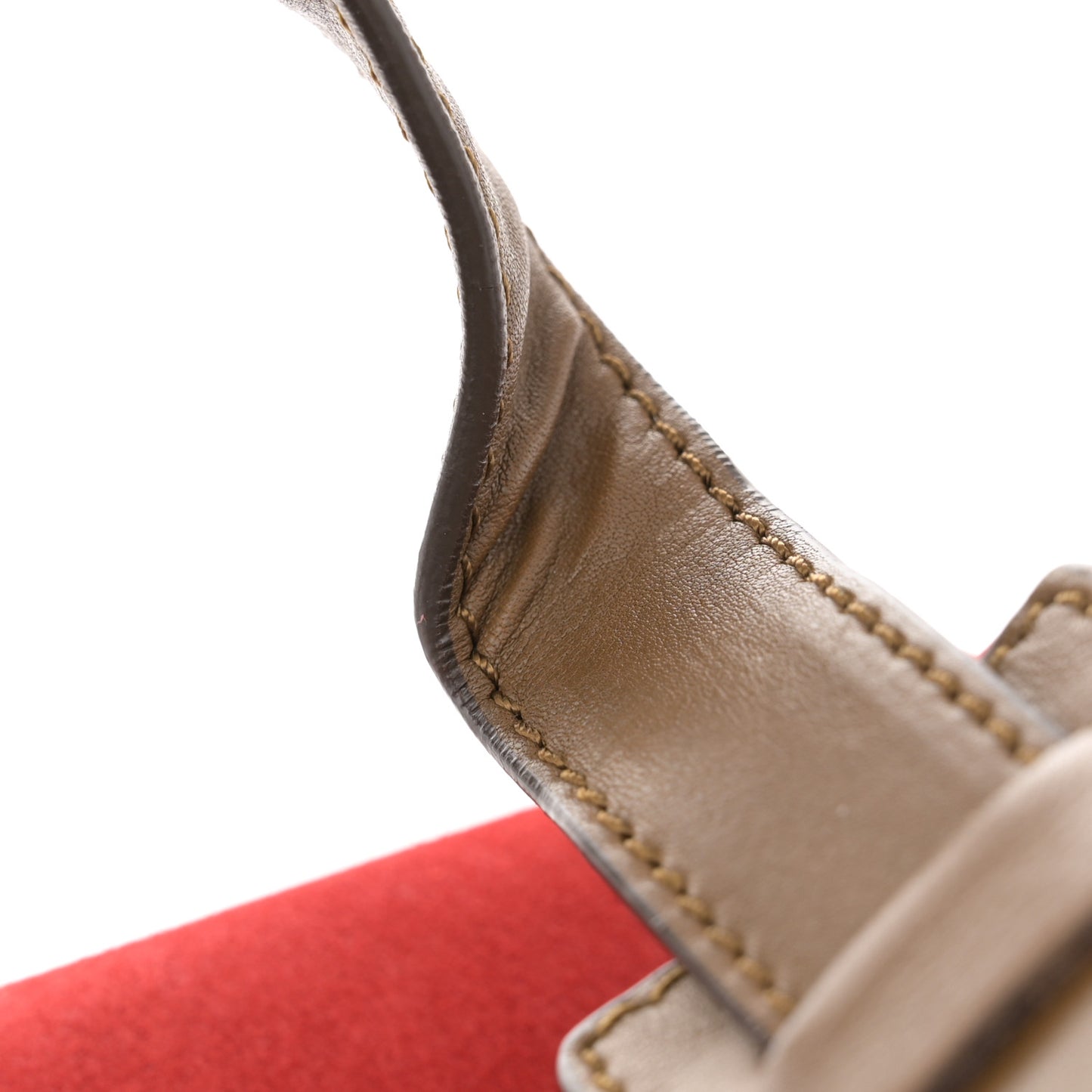 Smooth Calfskin Suede Medium Tri-Color Trapeze Vermillion