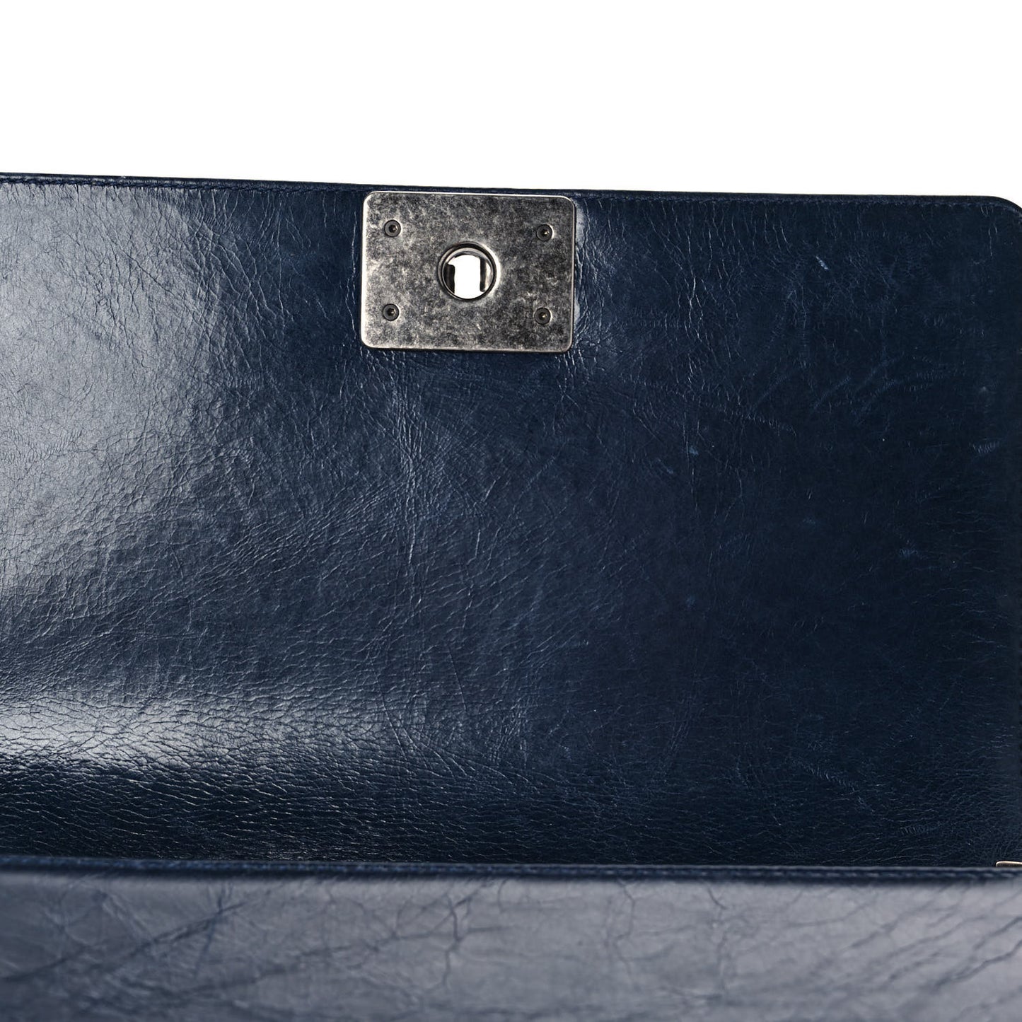 Glazed Calfskin Quilted Medium Boy Chained Flap Blue