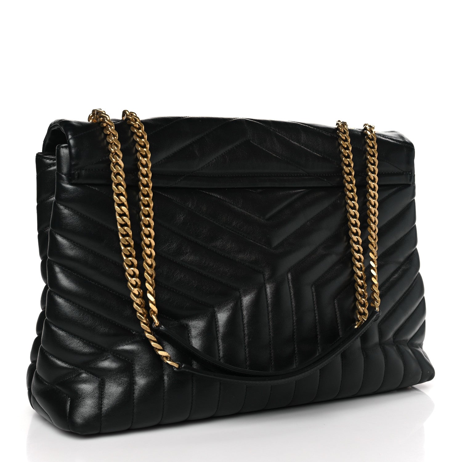 Saint Laurent Calfskin Y Quilted Monogram Large Loulou Chain Satchel Black 3 of 9