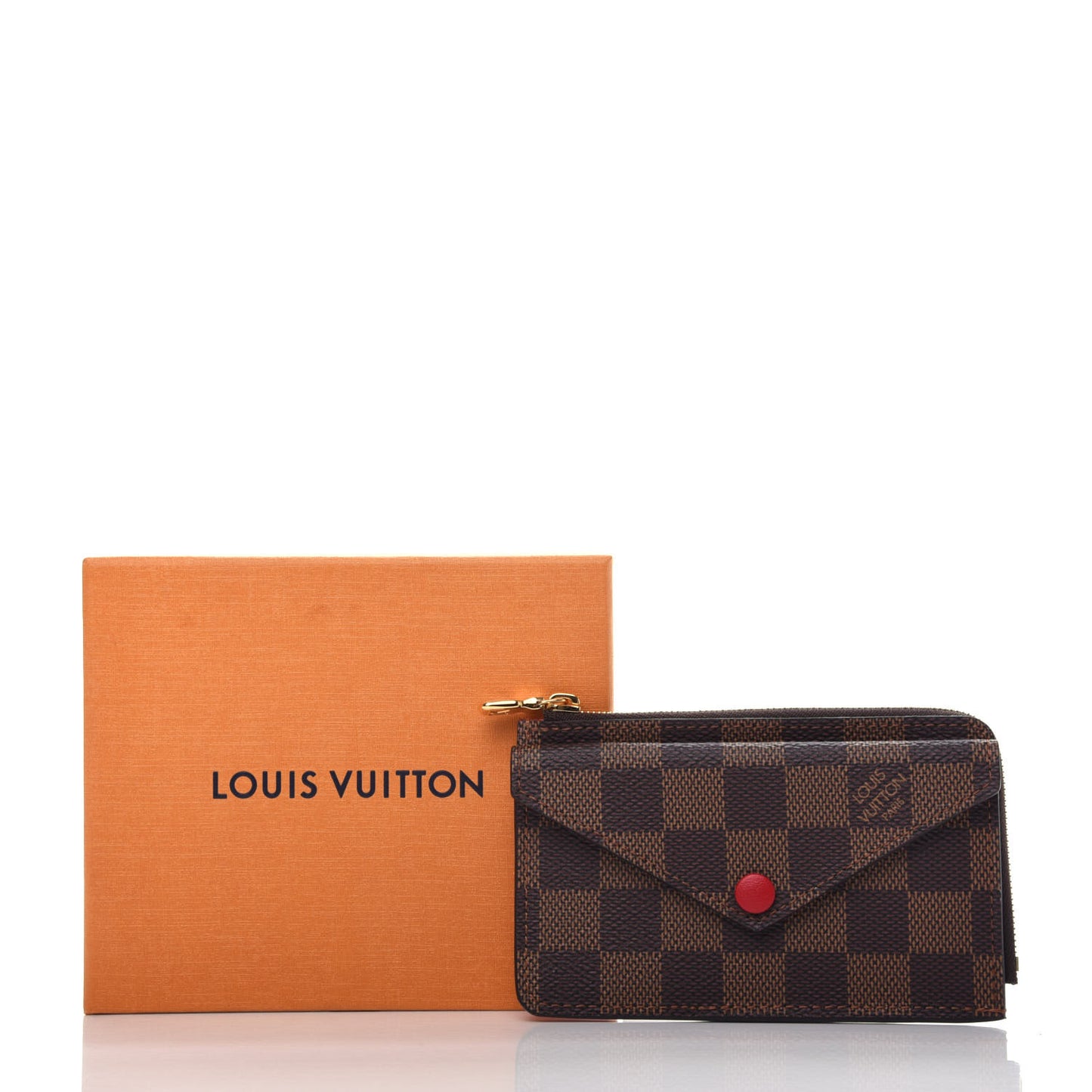 Damier Ebene Recto Verso Card Holder Red