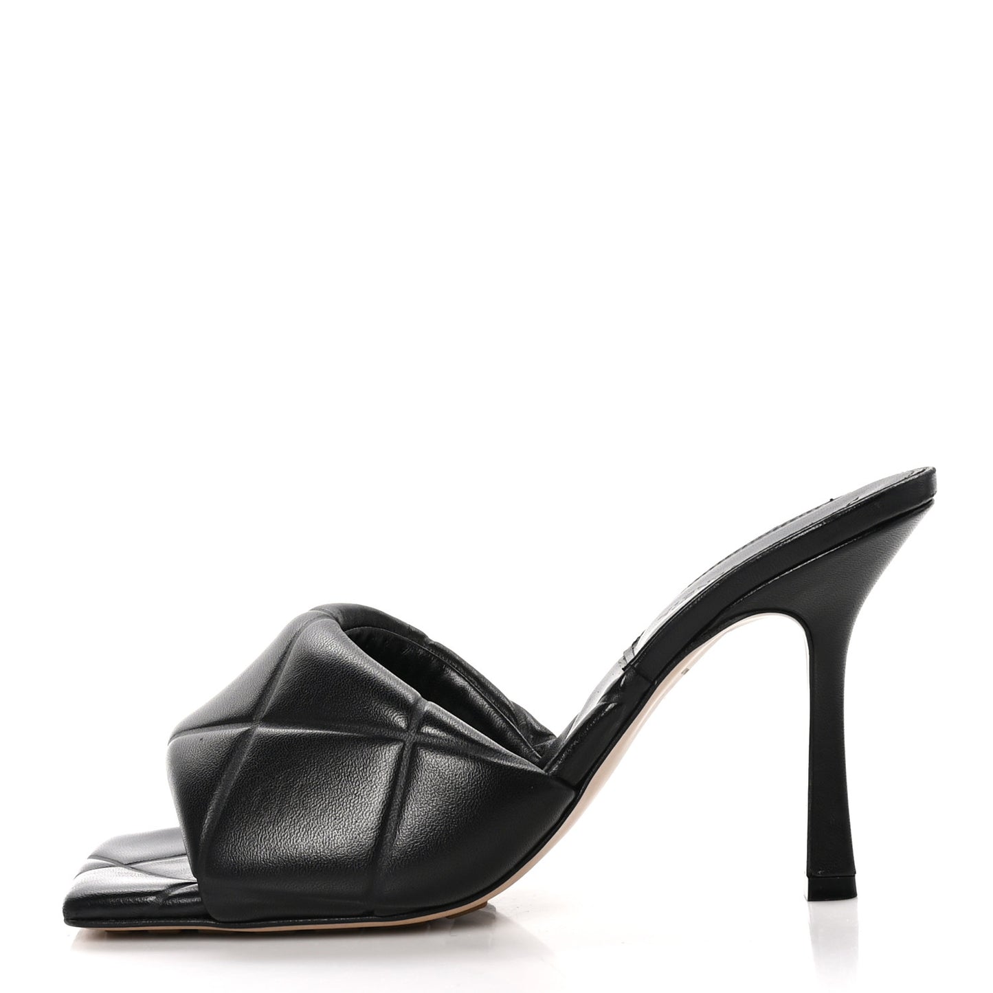 Nappa Quilted Rubber Lido Mule Sandals 38 Black