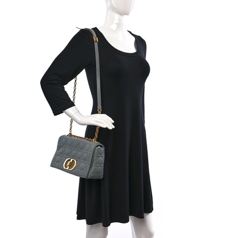 Calfskin Cannage Medium Caro Bag Grey