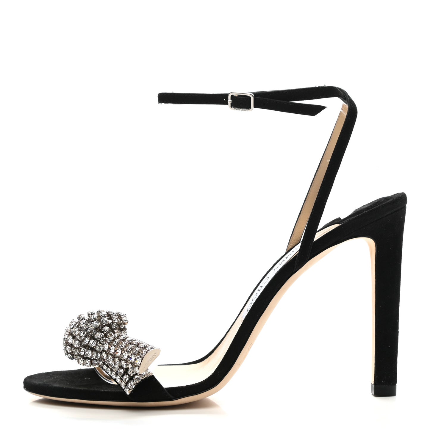 Suede Crystal Thyra 100 Sandals 39.5 Black