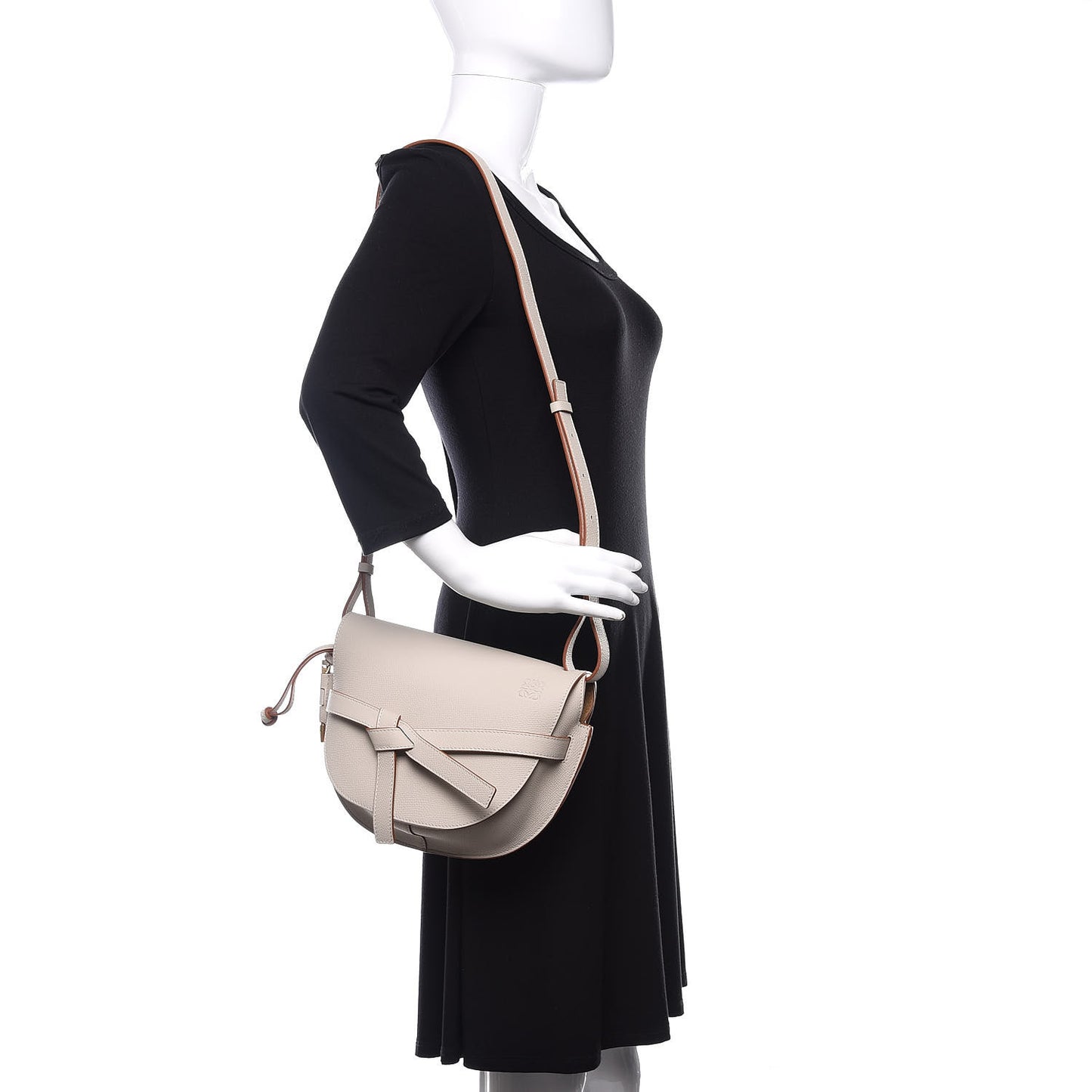 Grained Calfskin Small Gate Crossbody Bag Light Ghost