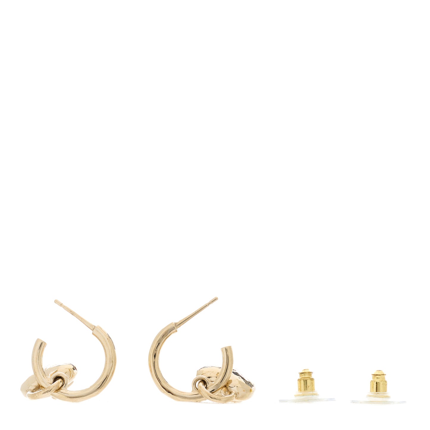 Metal CC Heart Turnlock Drop Earrings Gold