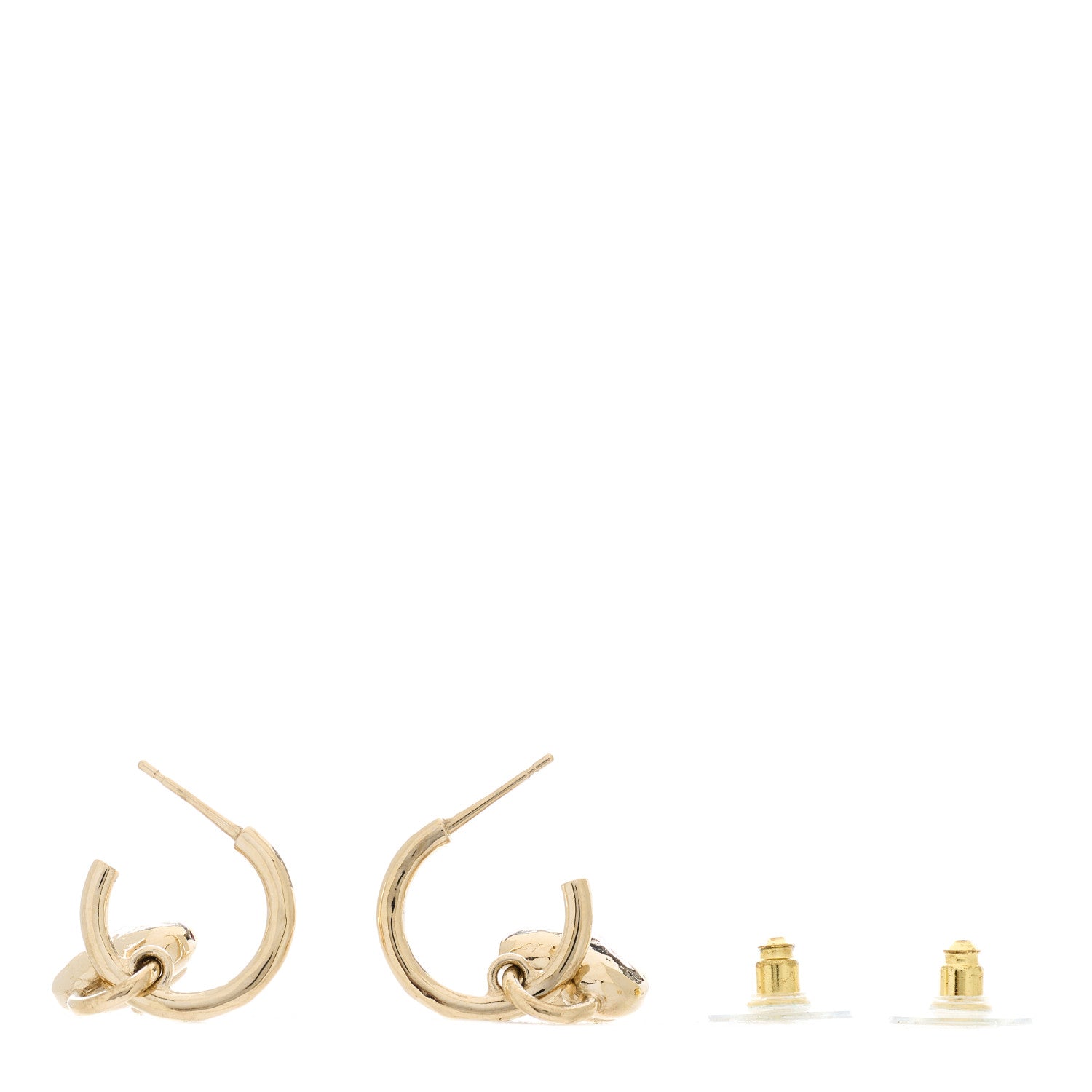 Chanel Metal CC Heart Turnlock Drop Earrings Gold 3 of 5