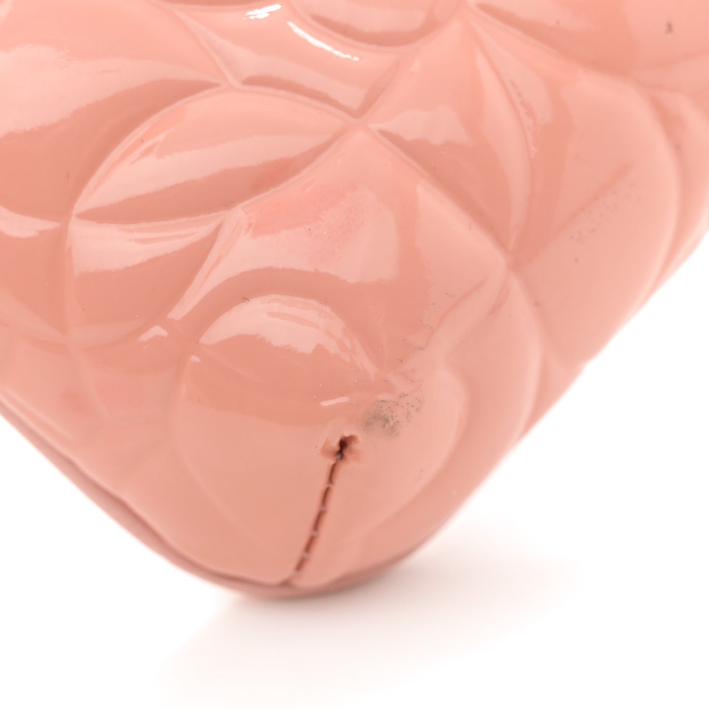 Patent Calfskin Camellia Embossed Flap Pochette Pink