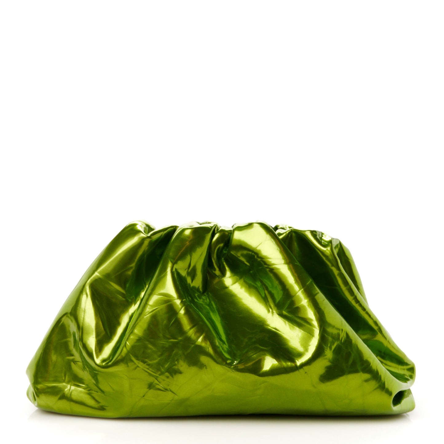 Metallic Crushed Calfskin Teen Pouch Chlorophyll
