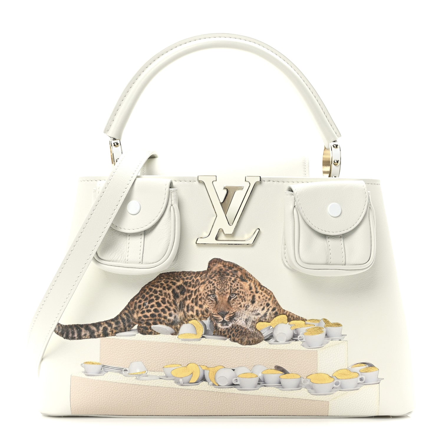Louis Vuitton X PAOLA PIVI Taurillon Arty Capucines MM White