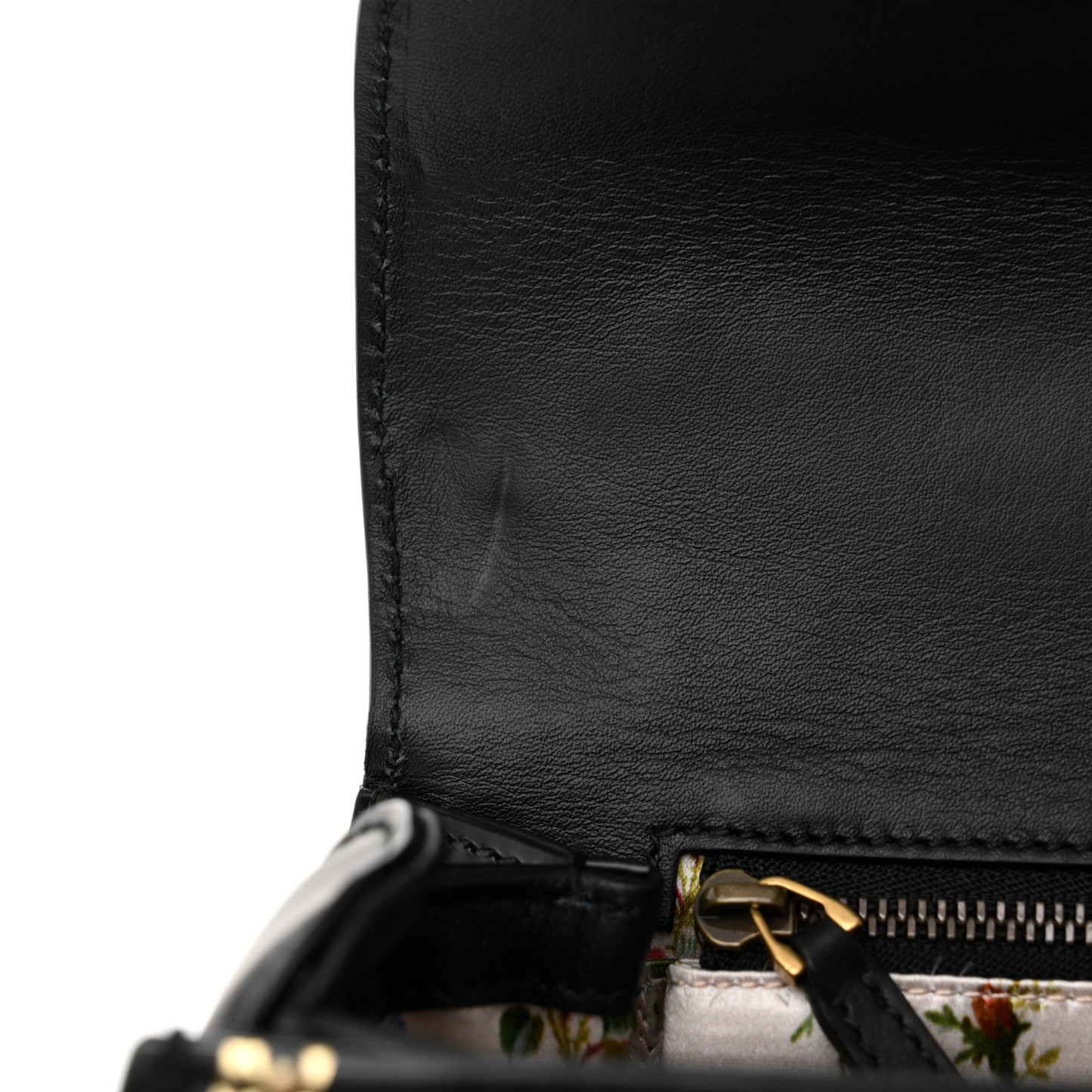 Calfskin Frame Print Bamboo Top Handle Bag Black
