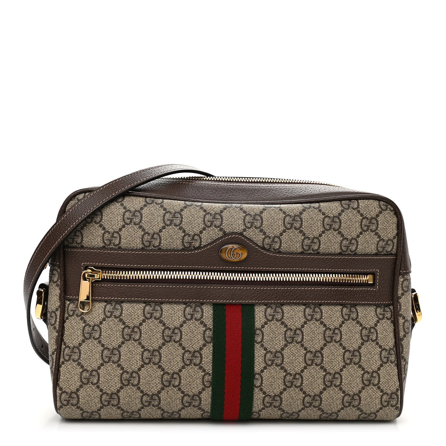 GG Supreme Monogram Web Small Ophidia Shoulder Bag Brown