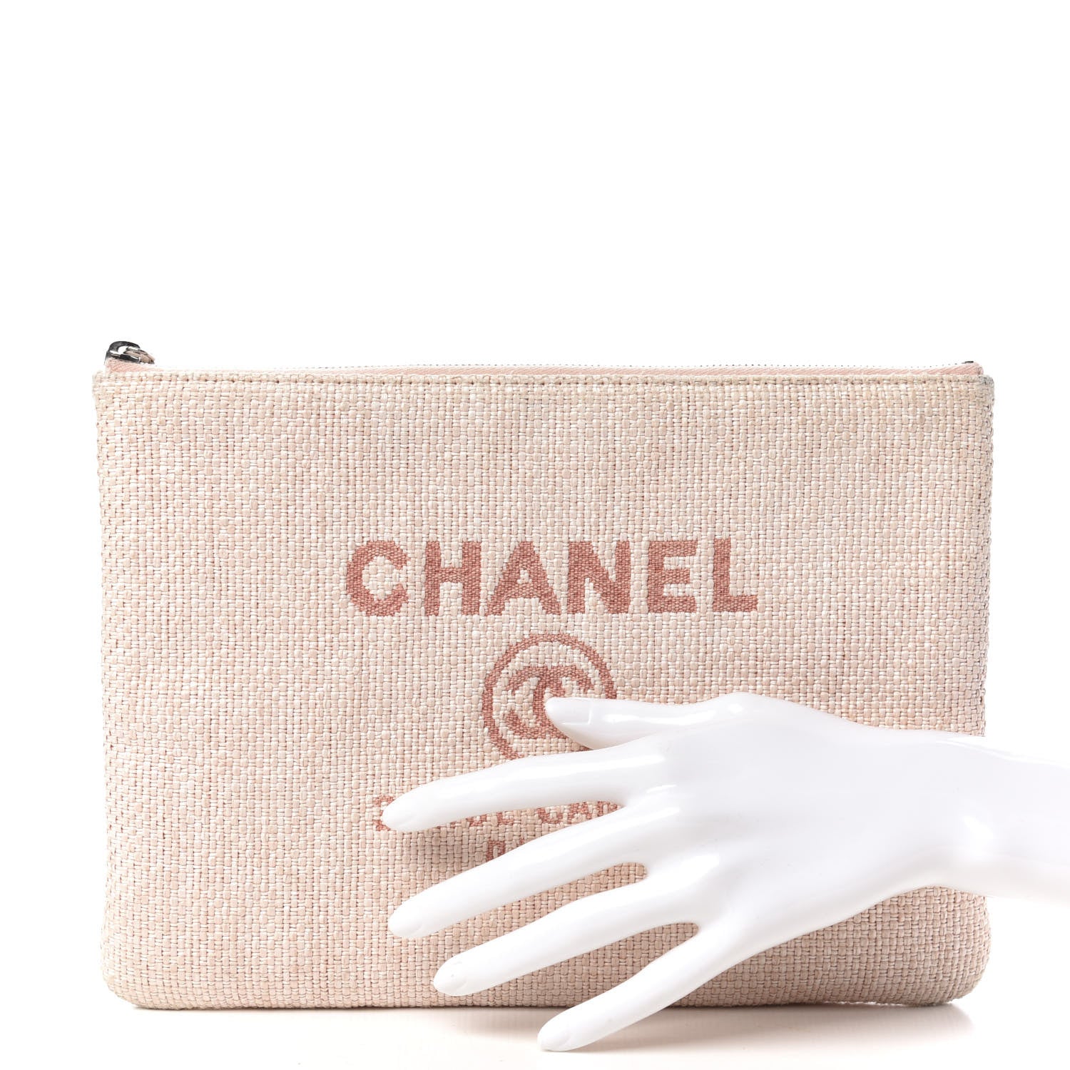 Chanel Canvas Medium Deauville Cosmetic Pouch Pink 2 of 10