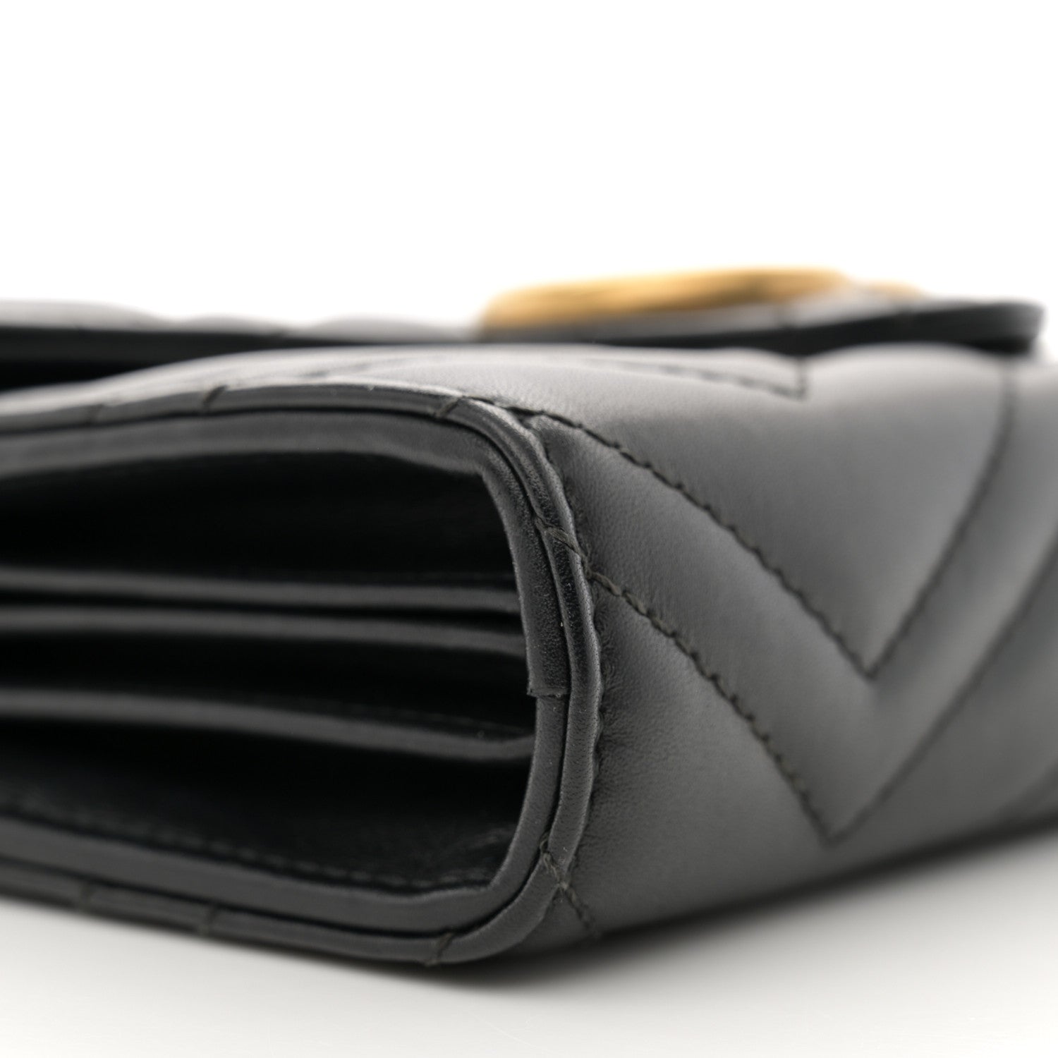 Gucci Calfskin Matelasse GG Marmont Chain Wallet Black 10 of 15