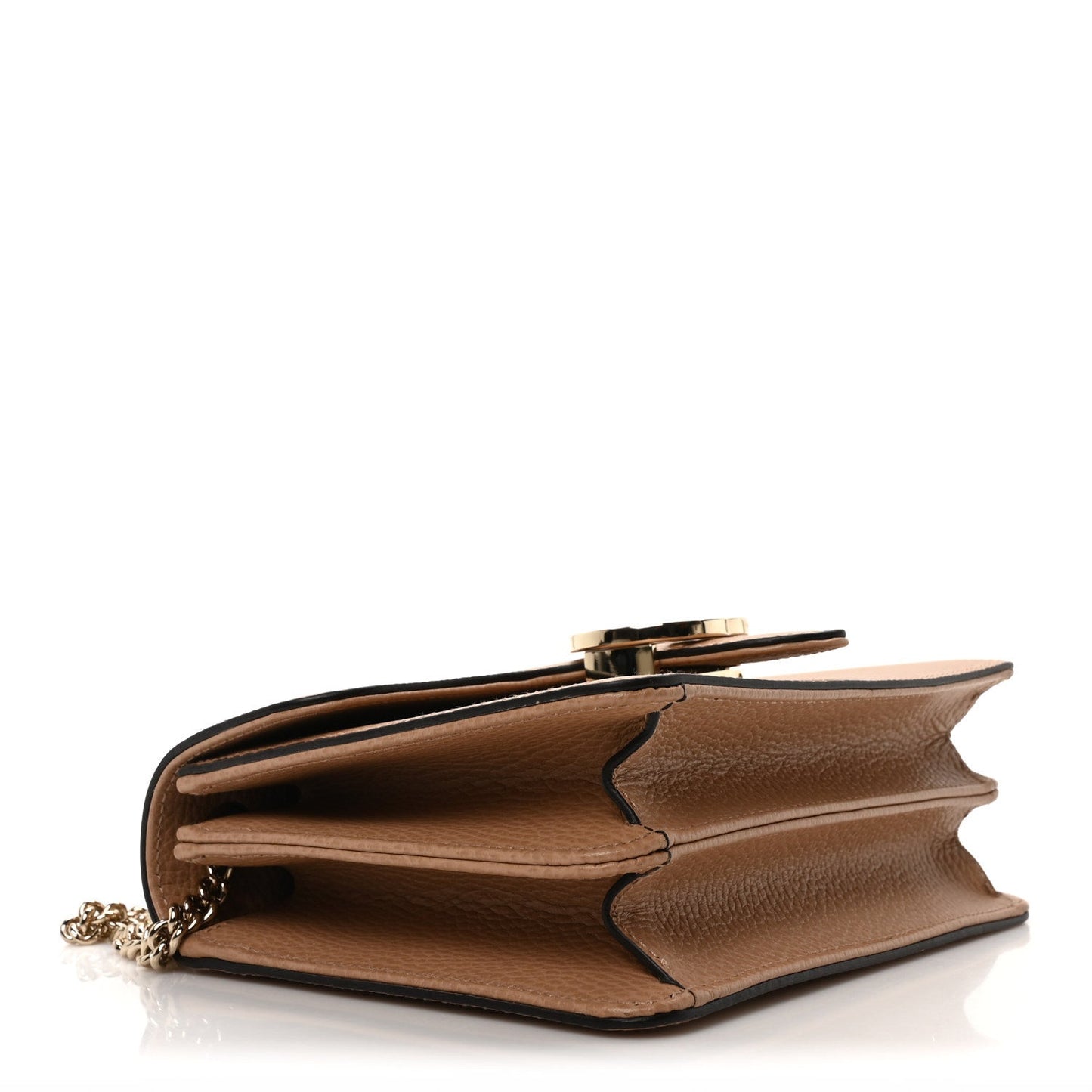 Dollar Calfskin Small Interlocking G Shoulder Bag Camelia