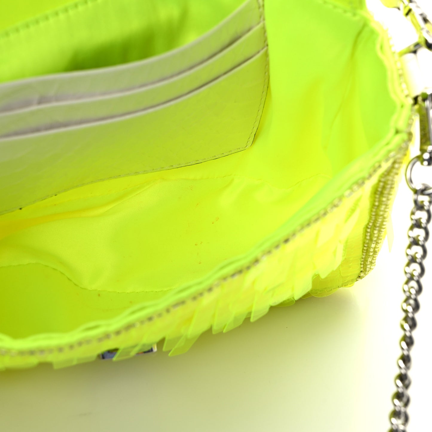 Transparent Paillettes Elaphe Mini Baguette Yellow Fluo Avorio