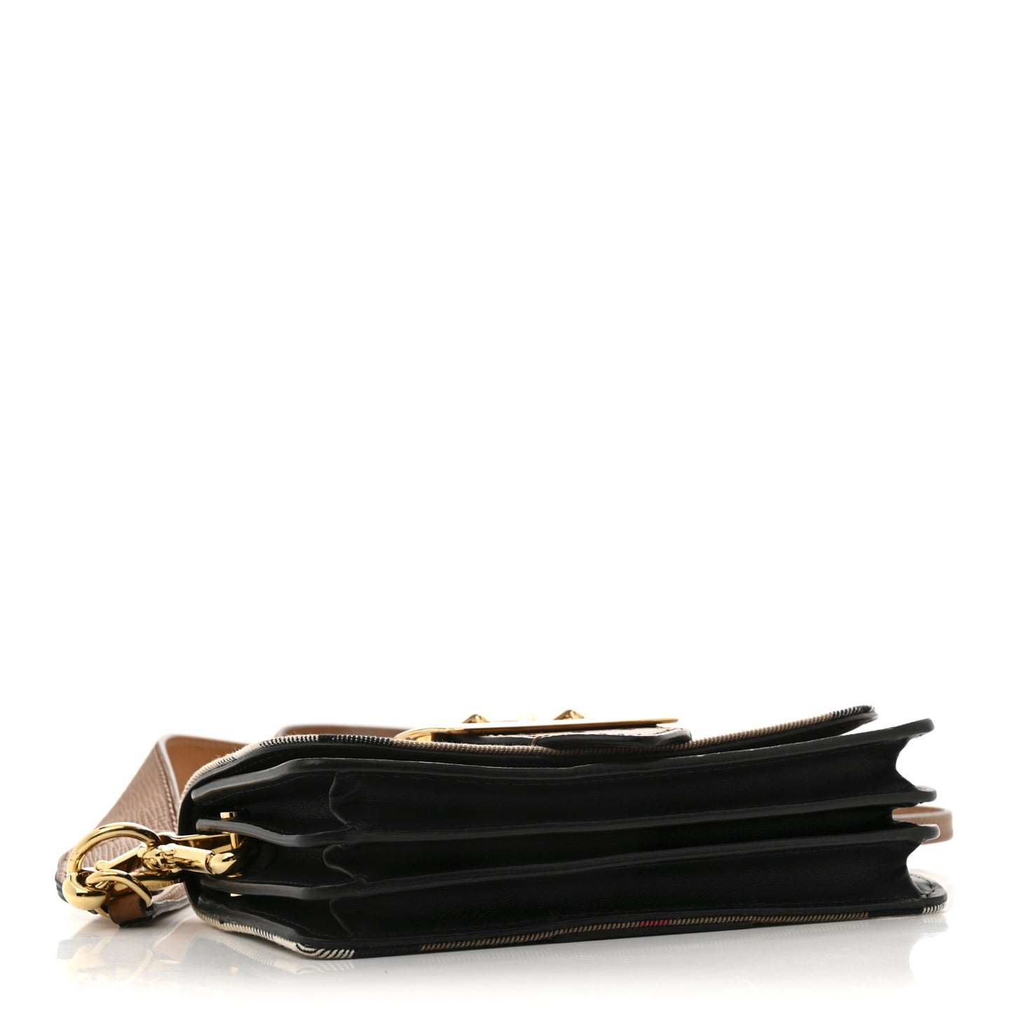 House Check Bridle Calfskin Small Madison Buckle Bag Tan