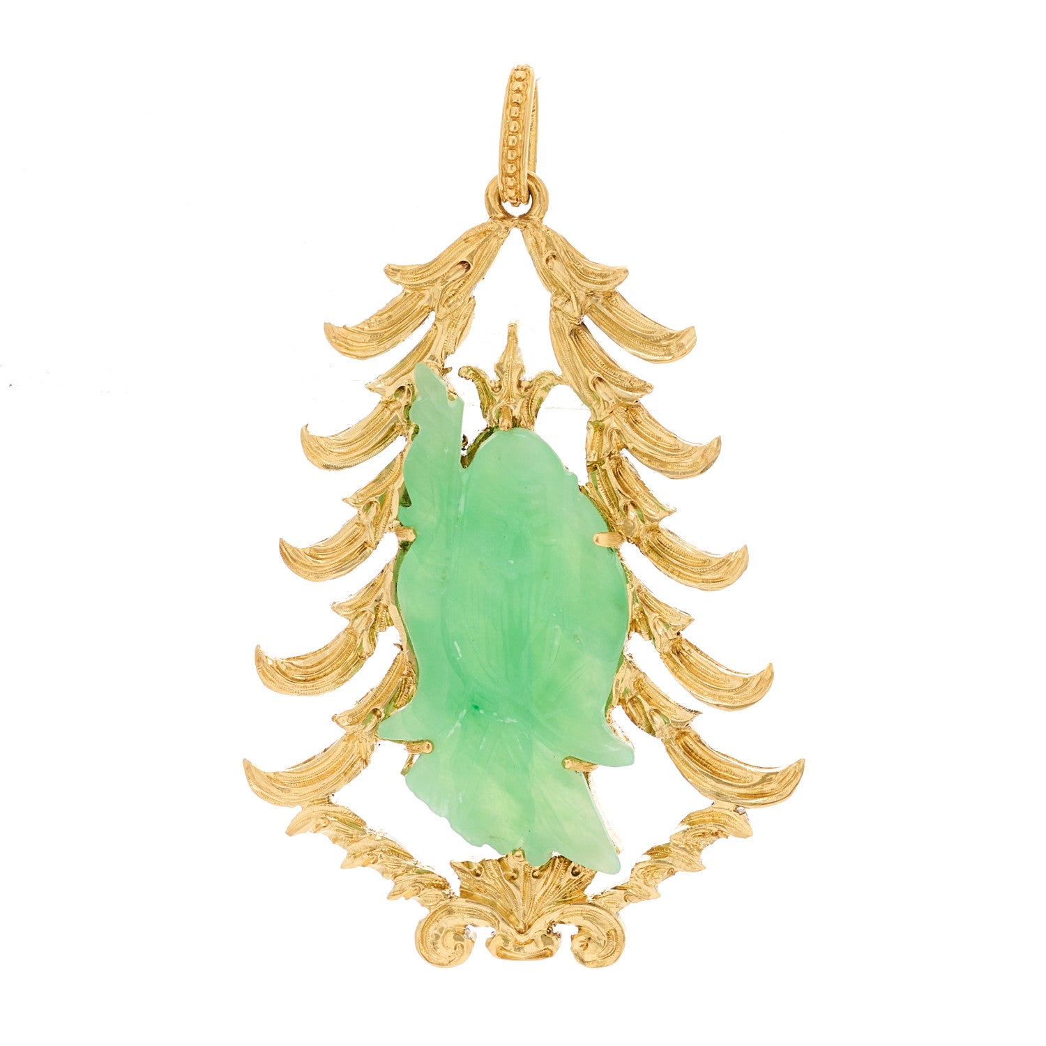 Buccellati 18K Yellow Gold Jade Carved Pendant 3 of 6