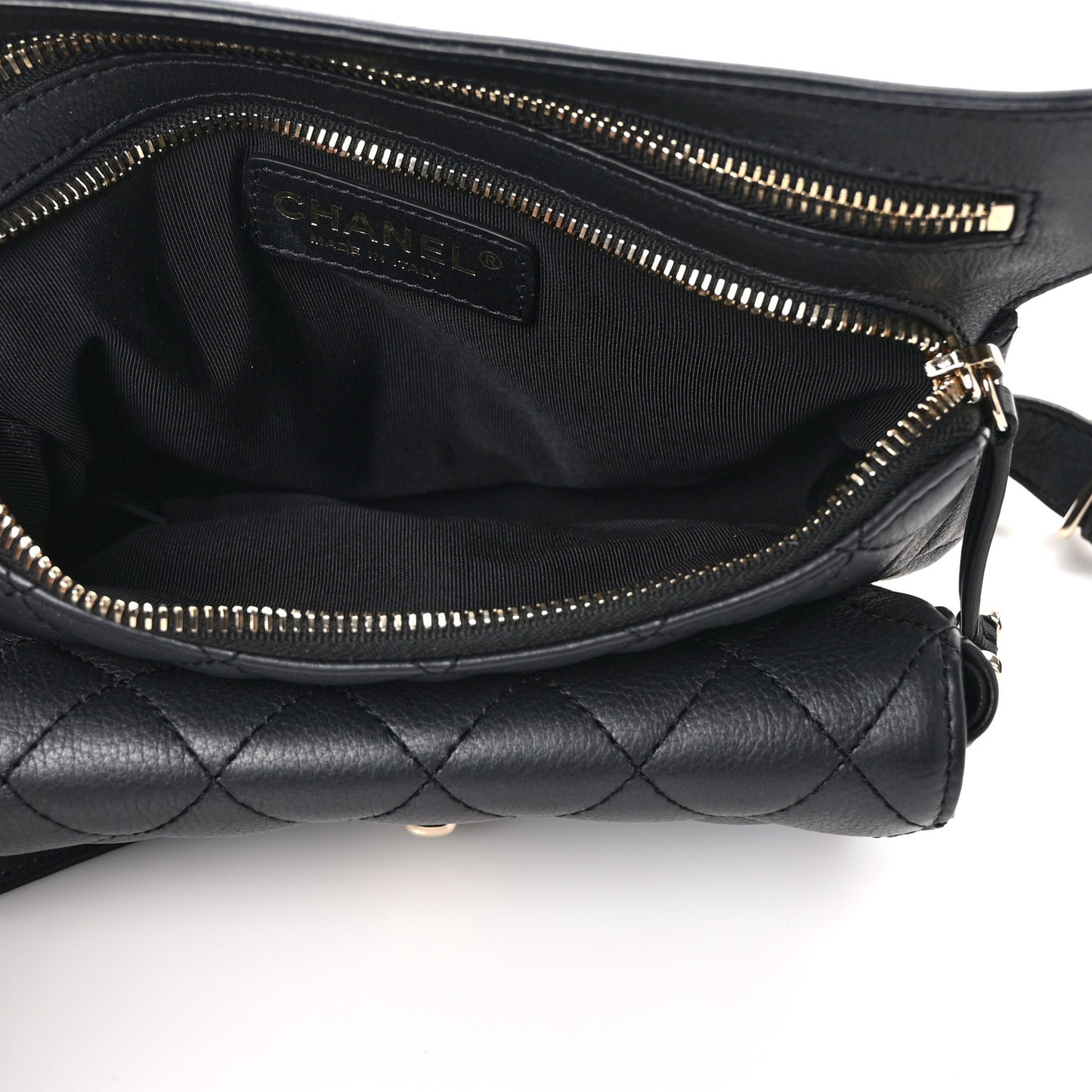 Calfskin Quilted Waist Bag Black