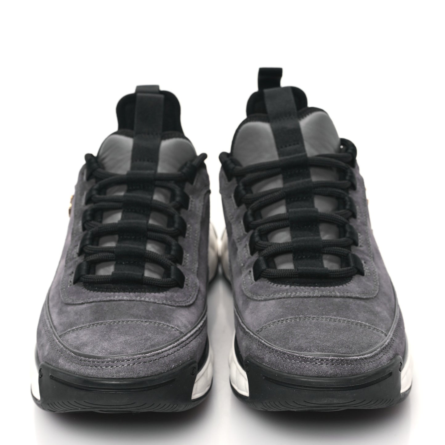 Suede Calfskin Nylon Grosgrain CC Sneakers 40 Grey