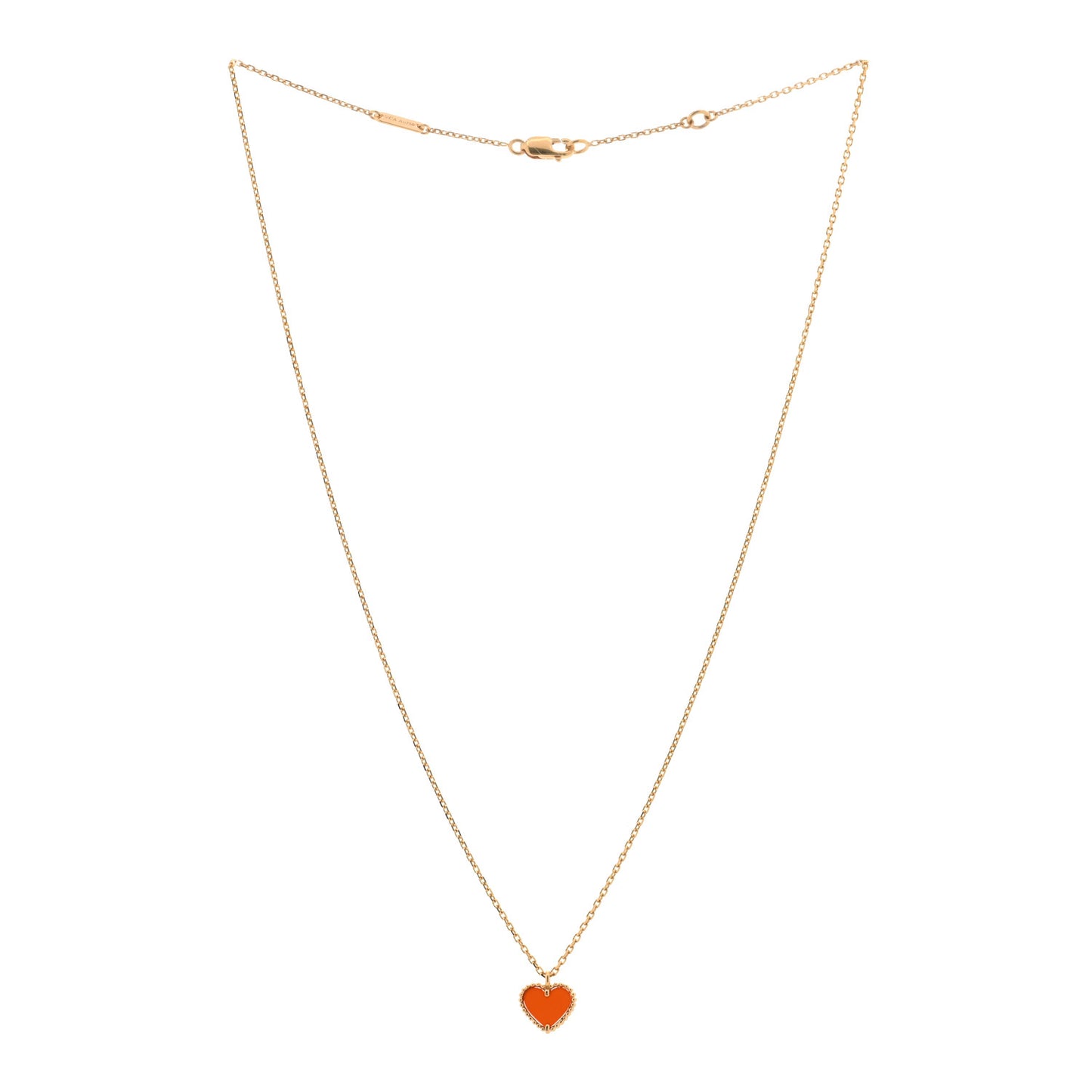 18K Rose Gold Carnelian Sweet Alhambra Heart Pendant Necklace