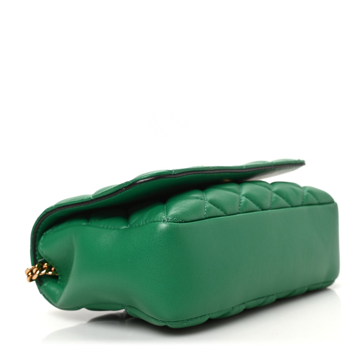 Nappa Quilted Small Medusa Chain Crossbody Green